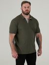 GRANT -D555 Khaki Green Combed Pique Polo Shirt with Pocket