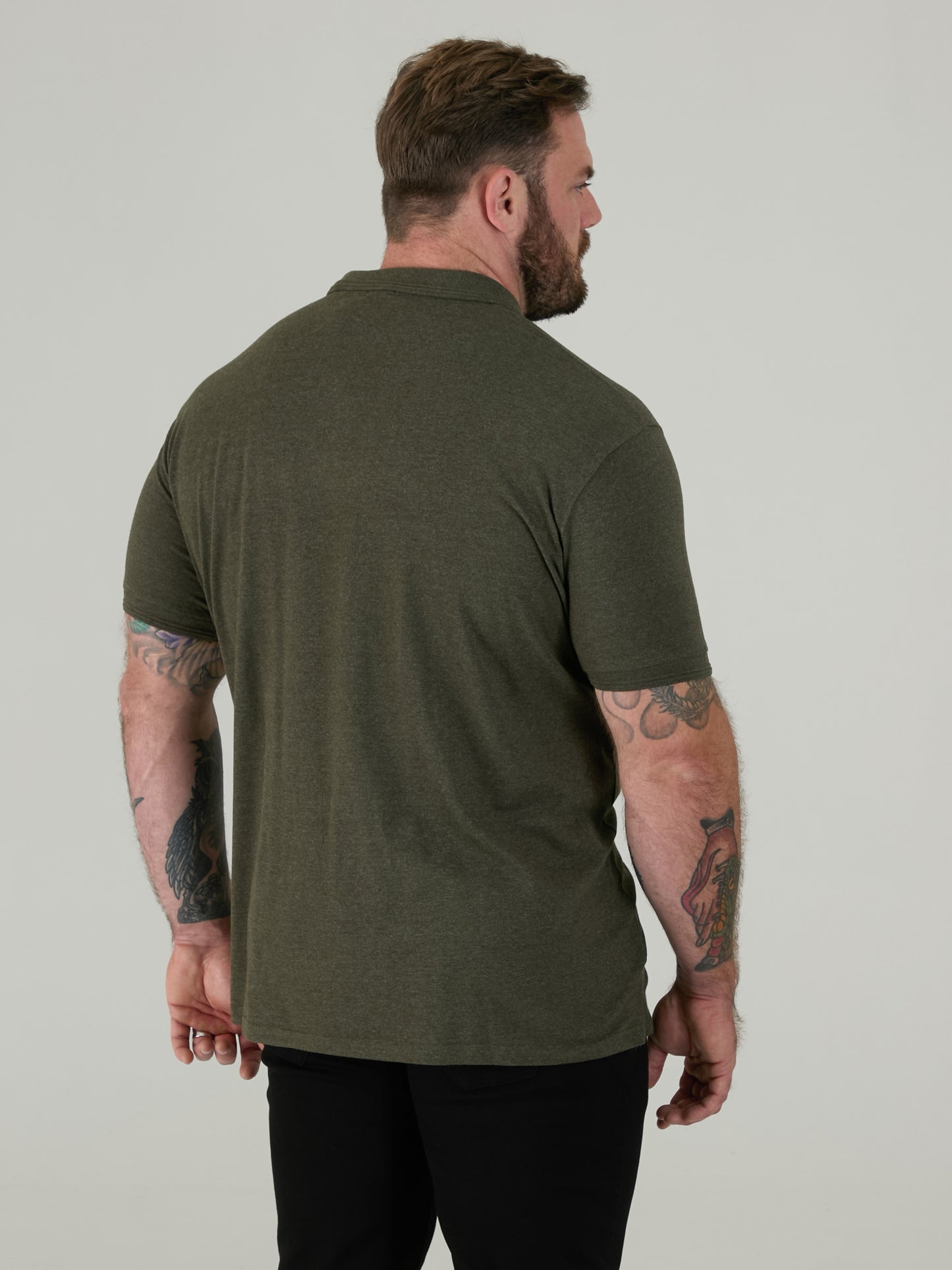 GRANT -D555 Khaki Green Combed Pique Polo Shirt with Pocket