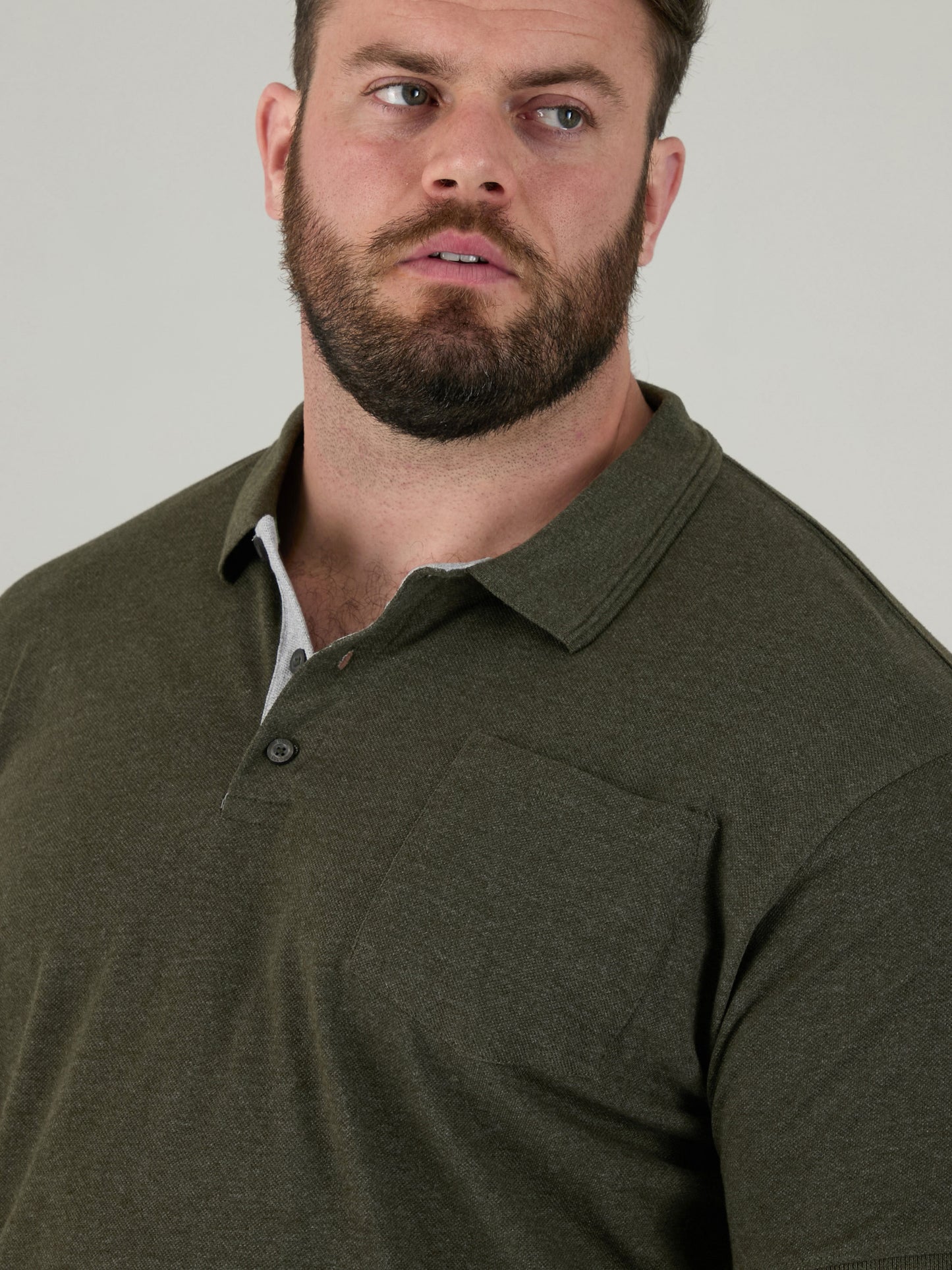 GRANT -D555 Khaki Green Combed Pique Polo Shirt with Pocket