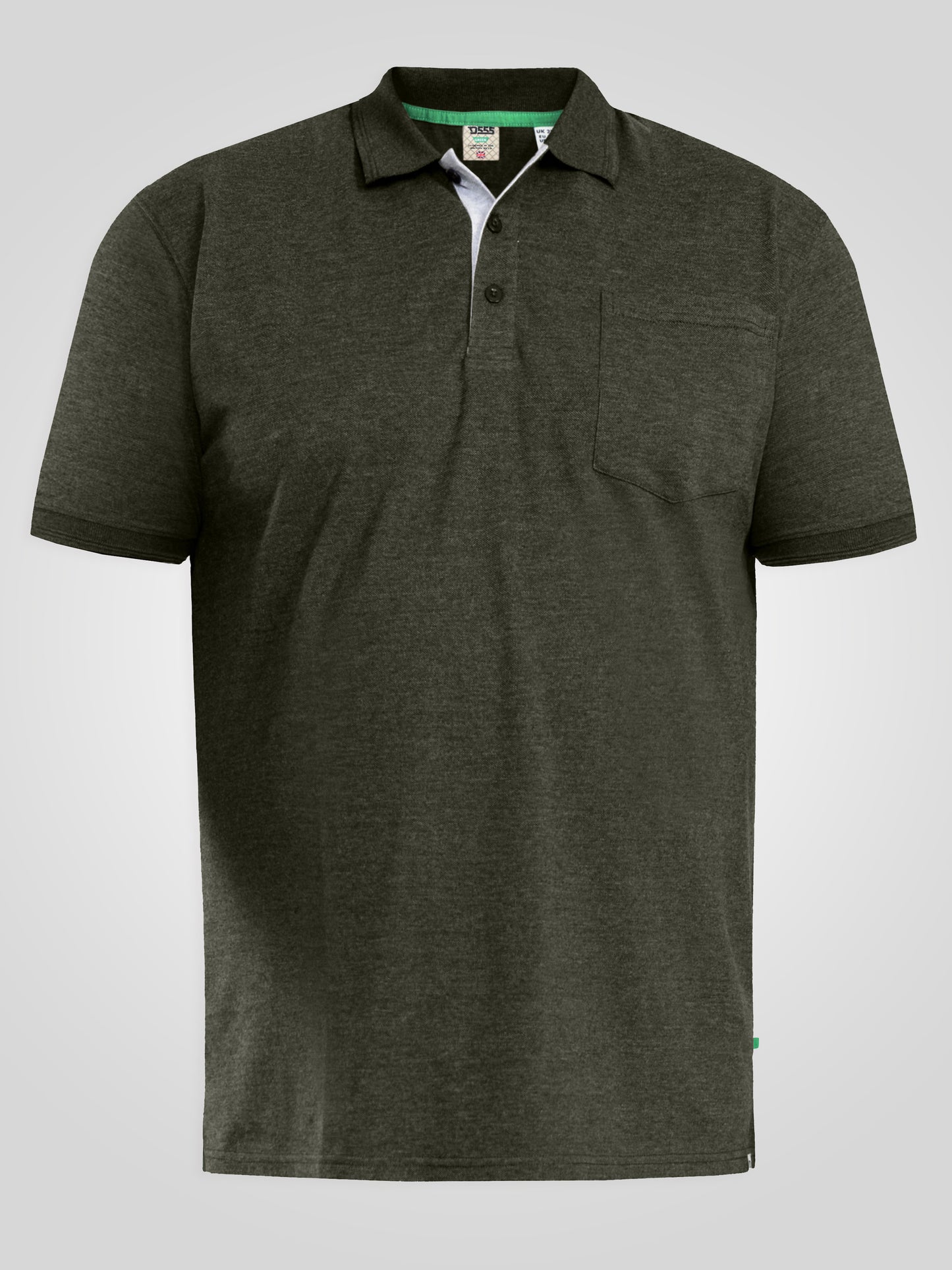 GRANT -D555 Khaki Green Combed Pique Polo Shirt with Pocket