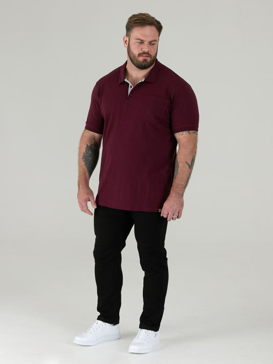 GRANT -D555 Maroon Red Combed Pique Polo Shirt with Pocket
