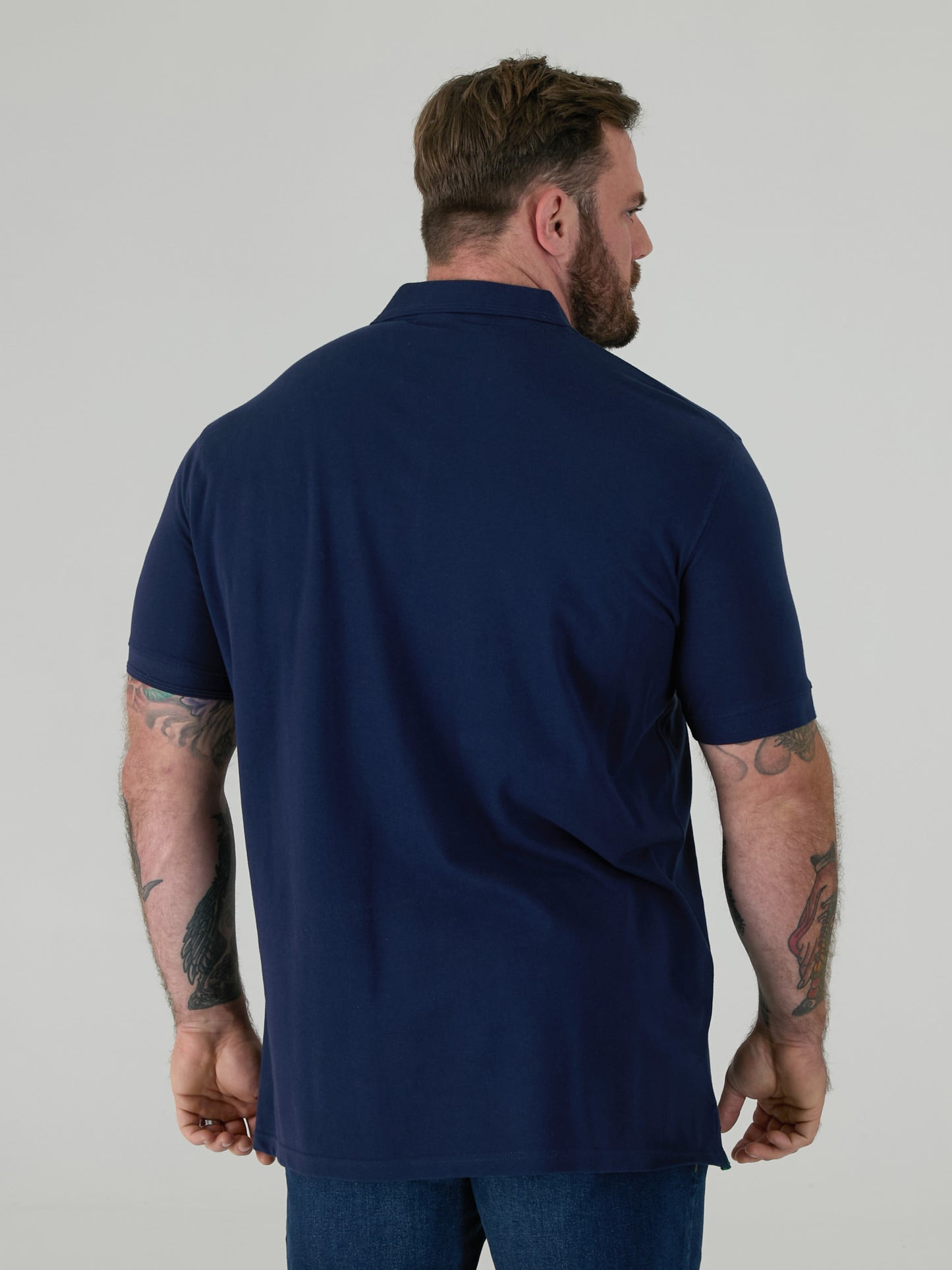 GRANT -D555 Navy Blue Combed Pique Polo Shirt with Pocket
