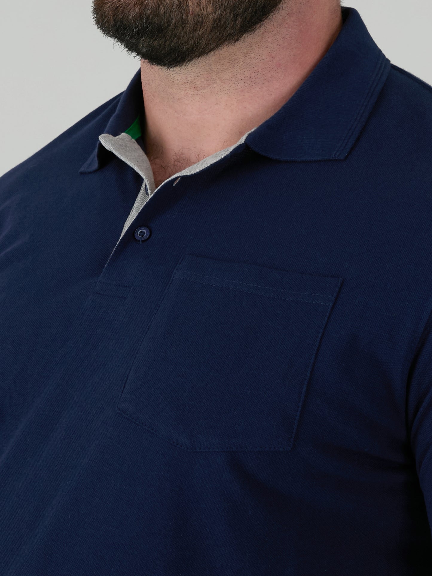GRANT -D555 Navy Blue Combed Pique Polo Shirt with Pocket