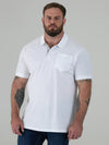 GRANT -D555 White Combed Pique Polo Shirt with Pocket