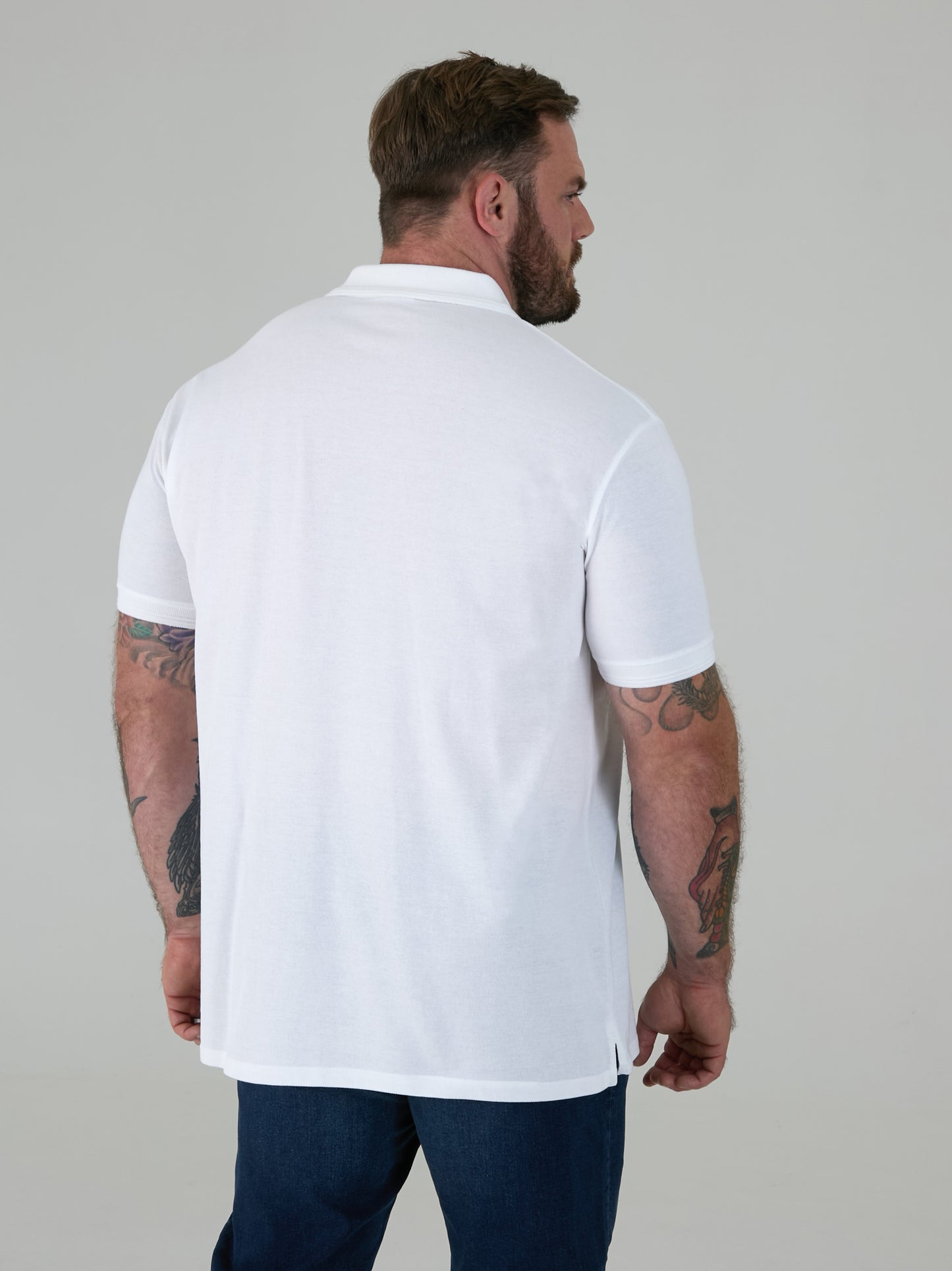 GRANT -D555 White Combed Pique Polo Shirt with Pocket