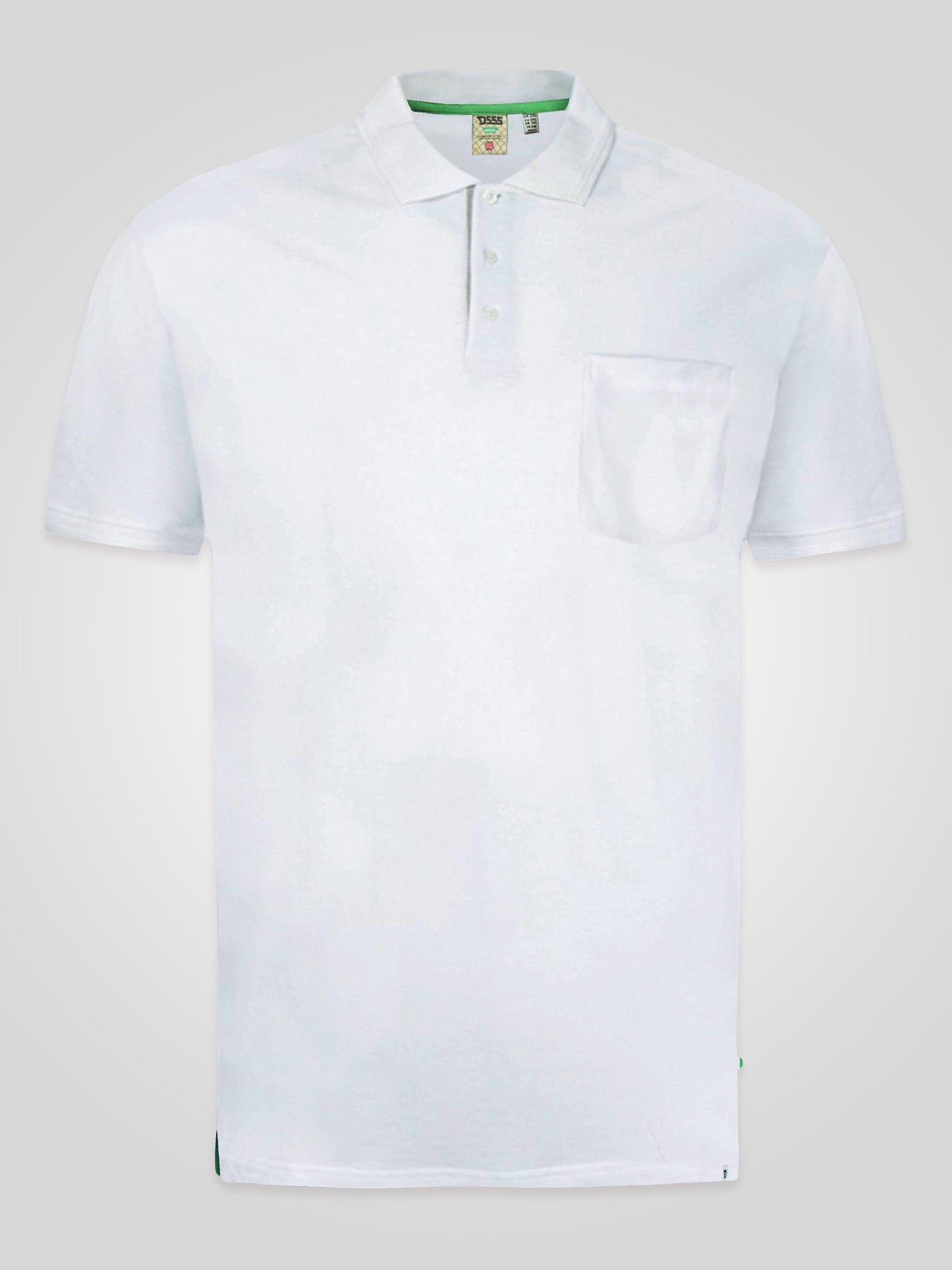 GRANT -D555 White Combed Pique Polo Shirt with Pocket