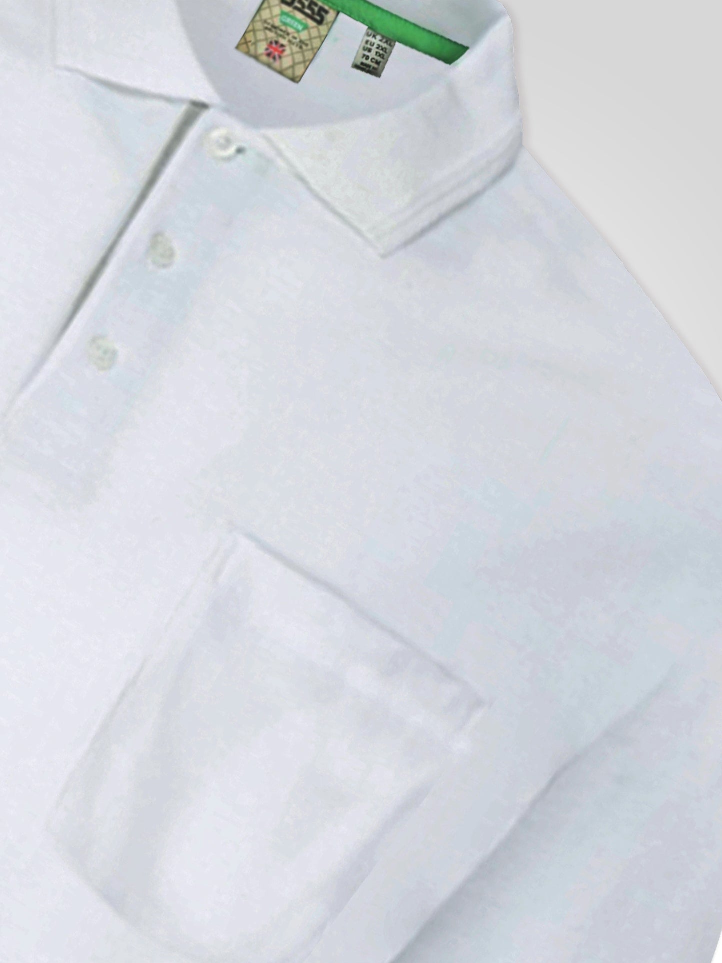 GRANT -D555 White Combed Pique Polo Shirt with Pocket