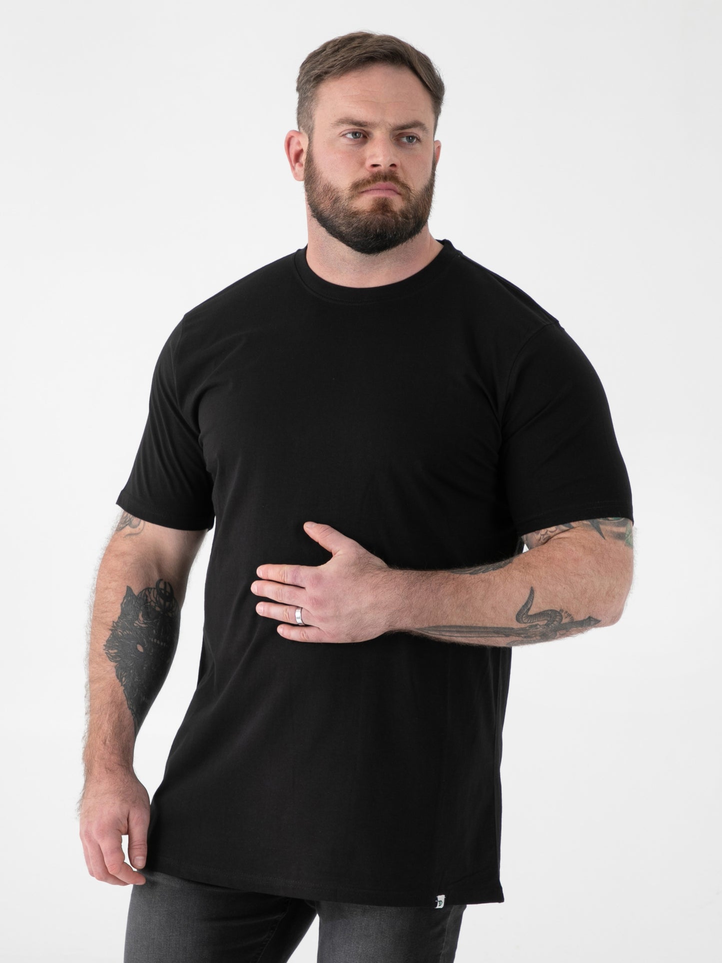 FLYERS  -D555 Black Premium Weight Combed Cotton Crew Neck T-Shirts