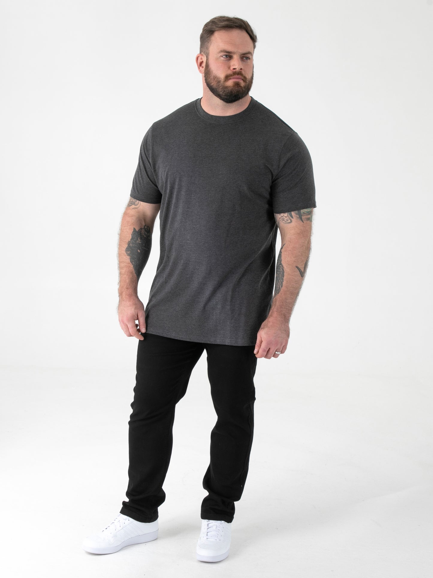 FLYERS  -D555 Charcoal Premium Weight Combed Cotton Crew Neck T-Shirts