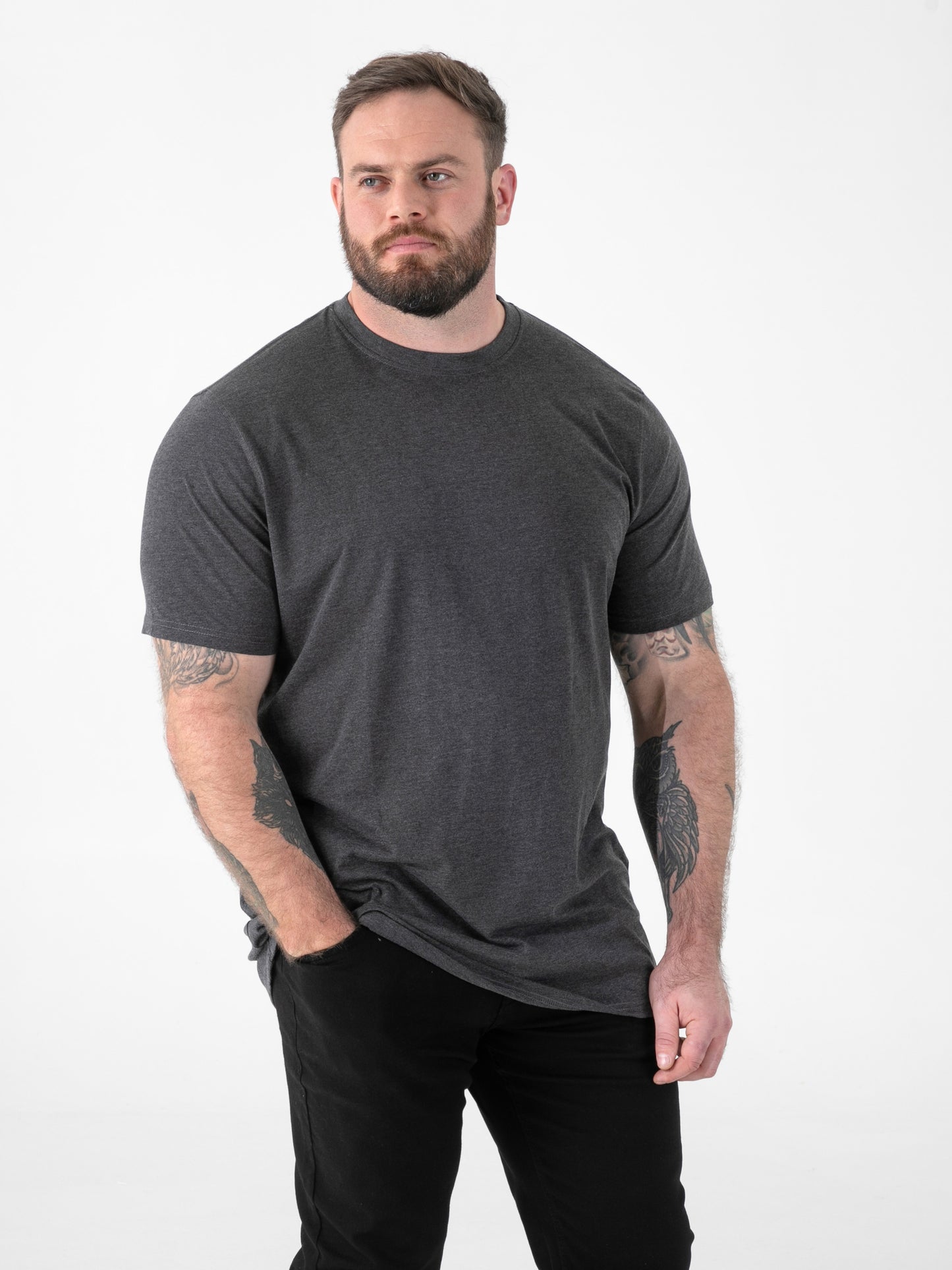 FLYERS  -D555 Charcoal Premium Weight Combed Cotton Crew Neck T-Shirts