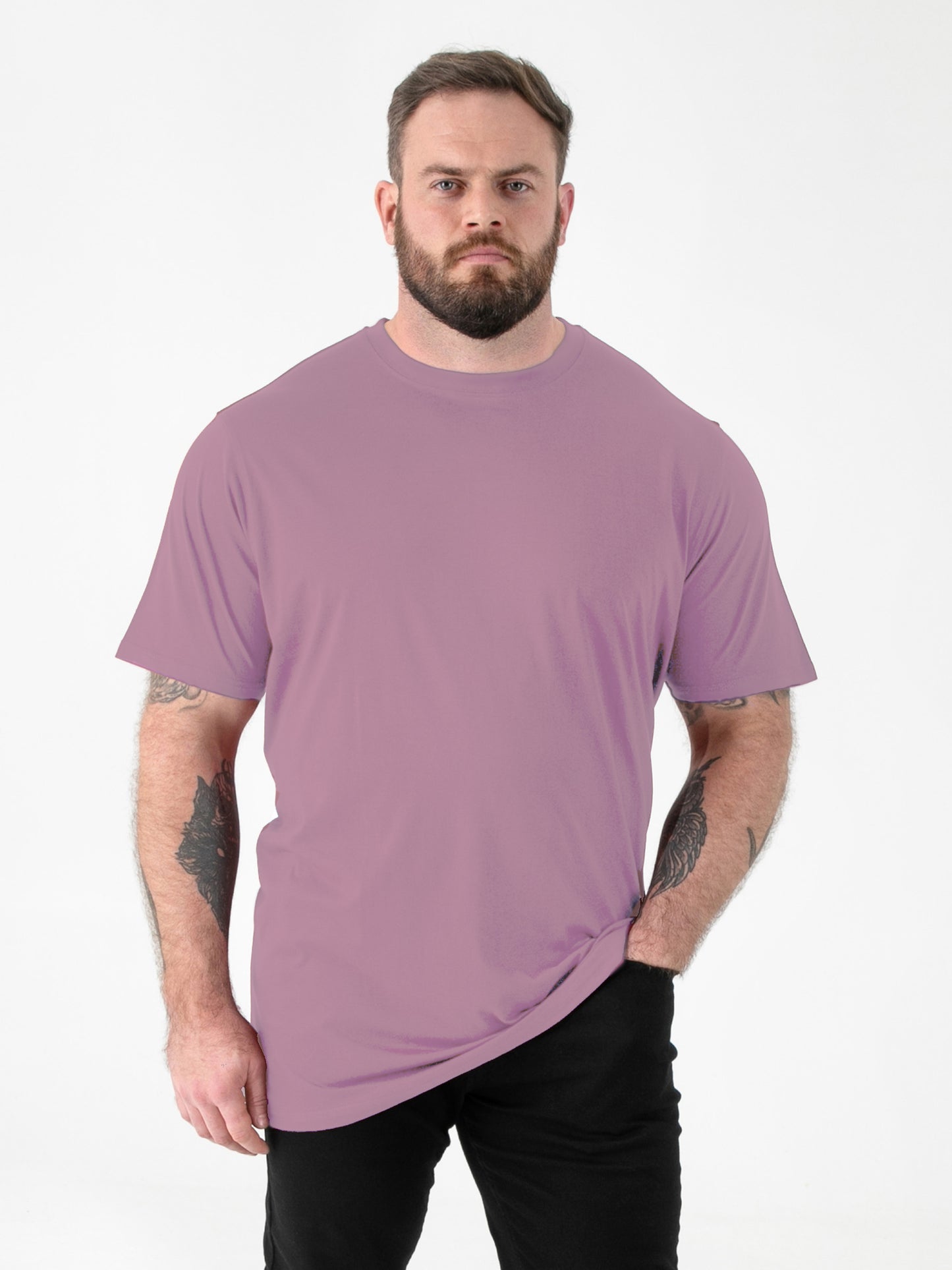 FLYERS  -D555 Grape Purple Premium Weight Combed Cotton Crew Neck T-Shirts
