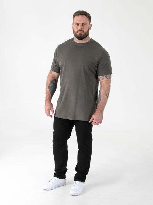 FLYERS  -D555 Khaki Green Premium Weight Combed Cotton Crew Neck T-Shirts