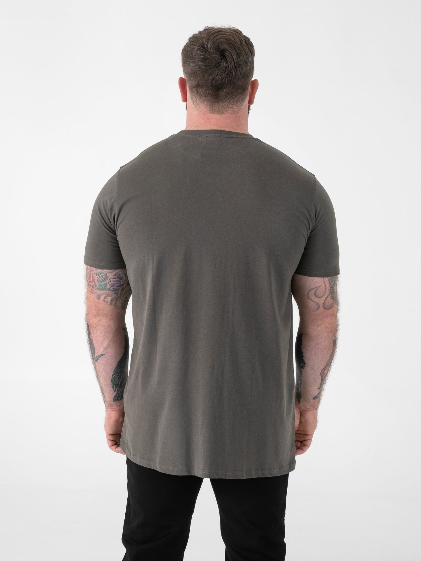 FLYERS  -D555 Khaki Green Premium Weight Combed Cotton Crew Neck T-Shirts
