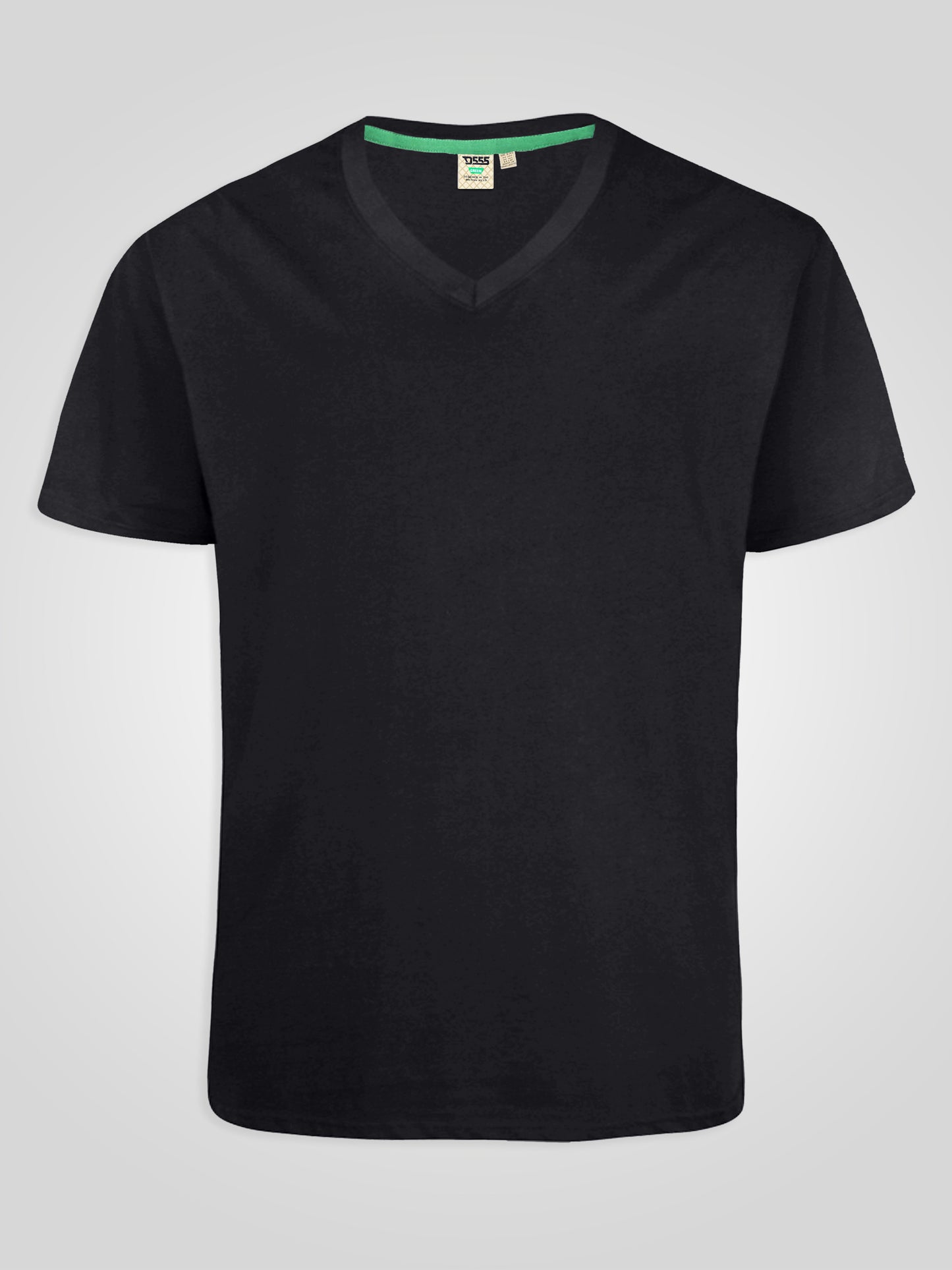 SIGNATURE -D555 Black Premium Weight Combed Cotton V Neck T-Shirt