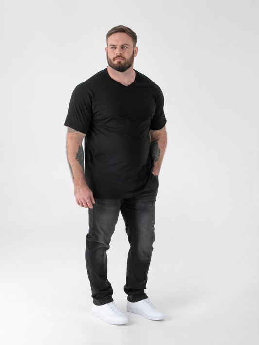 SIGNATURE -D555 Black Premium Weight Combed Cotton V Neck T-Shirt