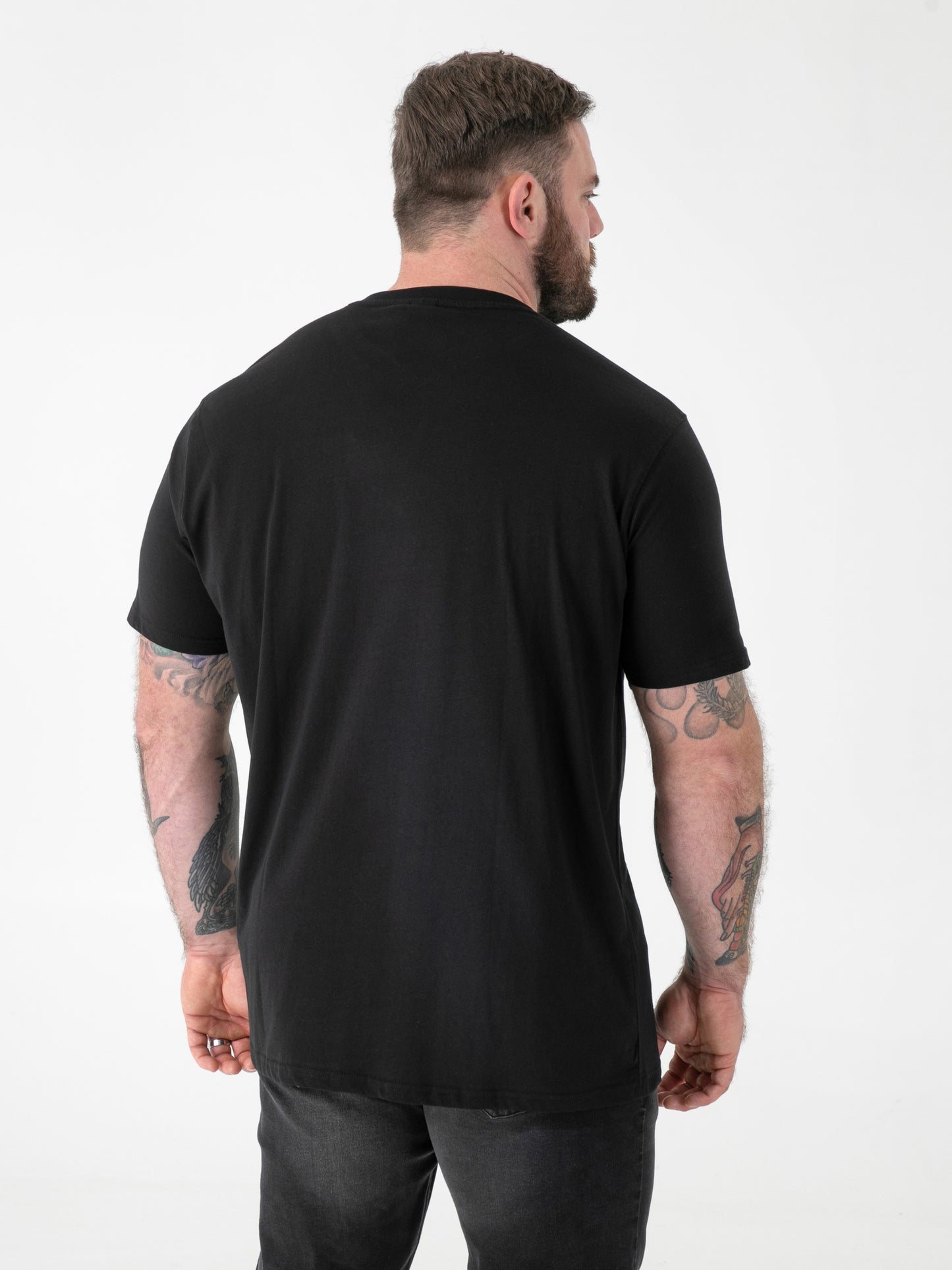 SIGNATURE -D555 Black Premium Weight Combed Cotton V Neck T-Shirt