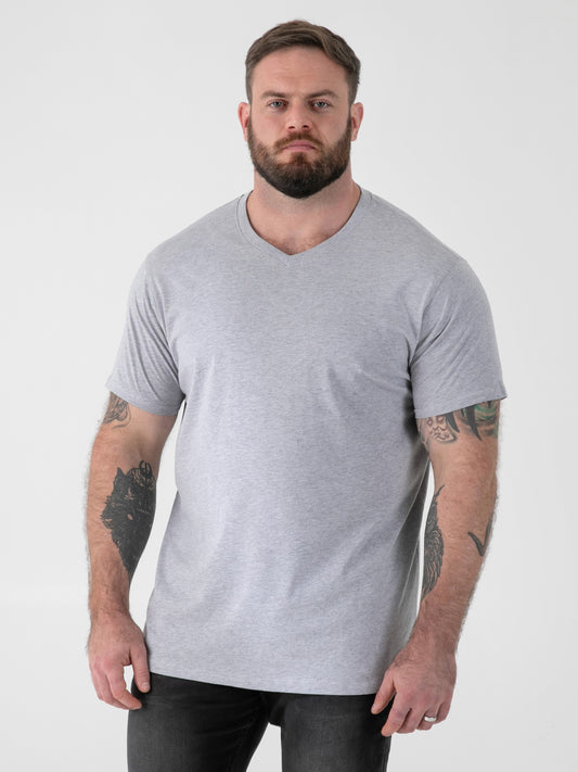 SIGNATURE -D555 Grey Premium Weight Combed Cotton V Neck T-Shirt