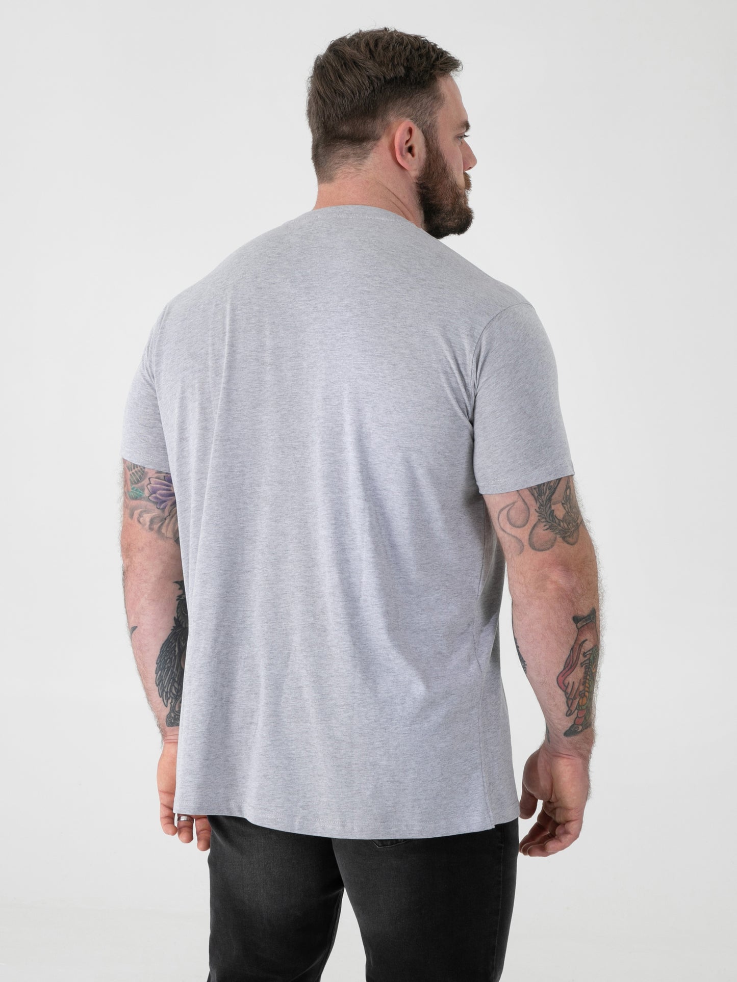 SIGNATURE -D555 Grey Premium Weight Combed Cotton V Neck T-Shirt