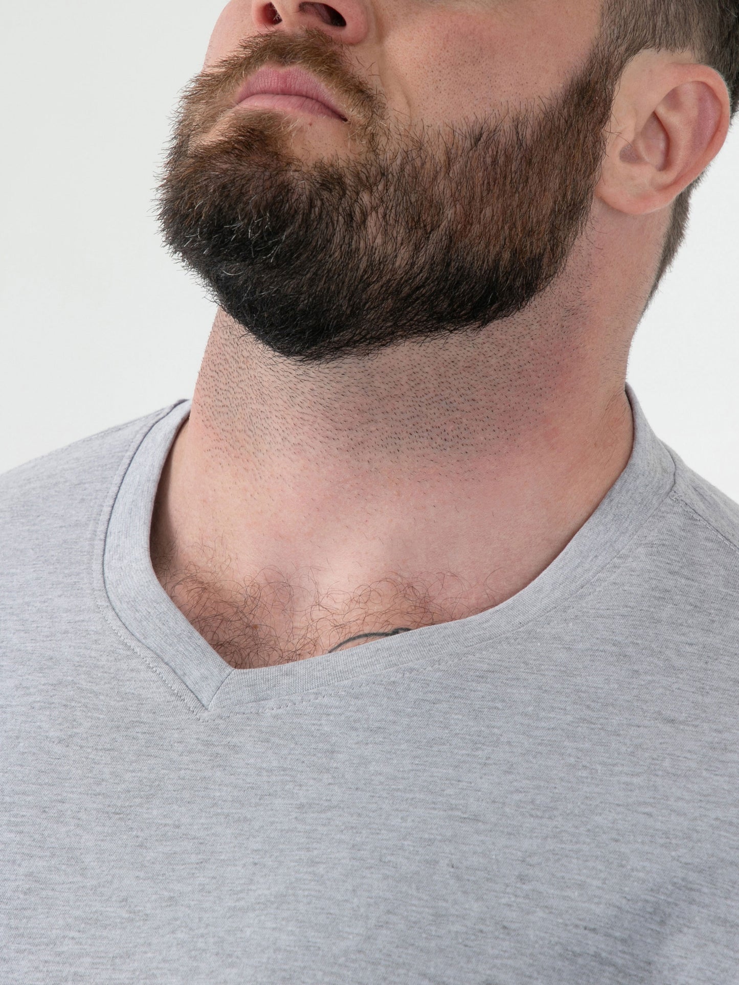 SIGNATURE -D555 Grey Premium Weight Combed Cotton V Neck T-Shirt