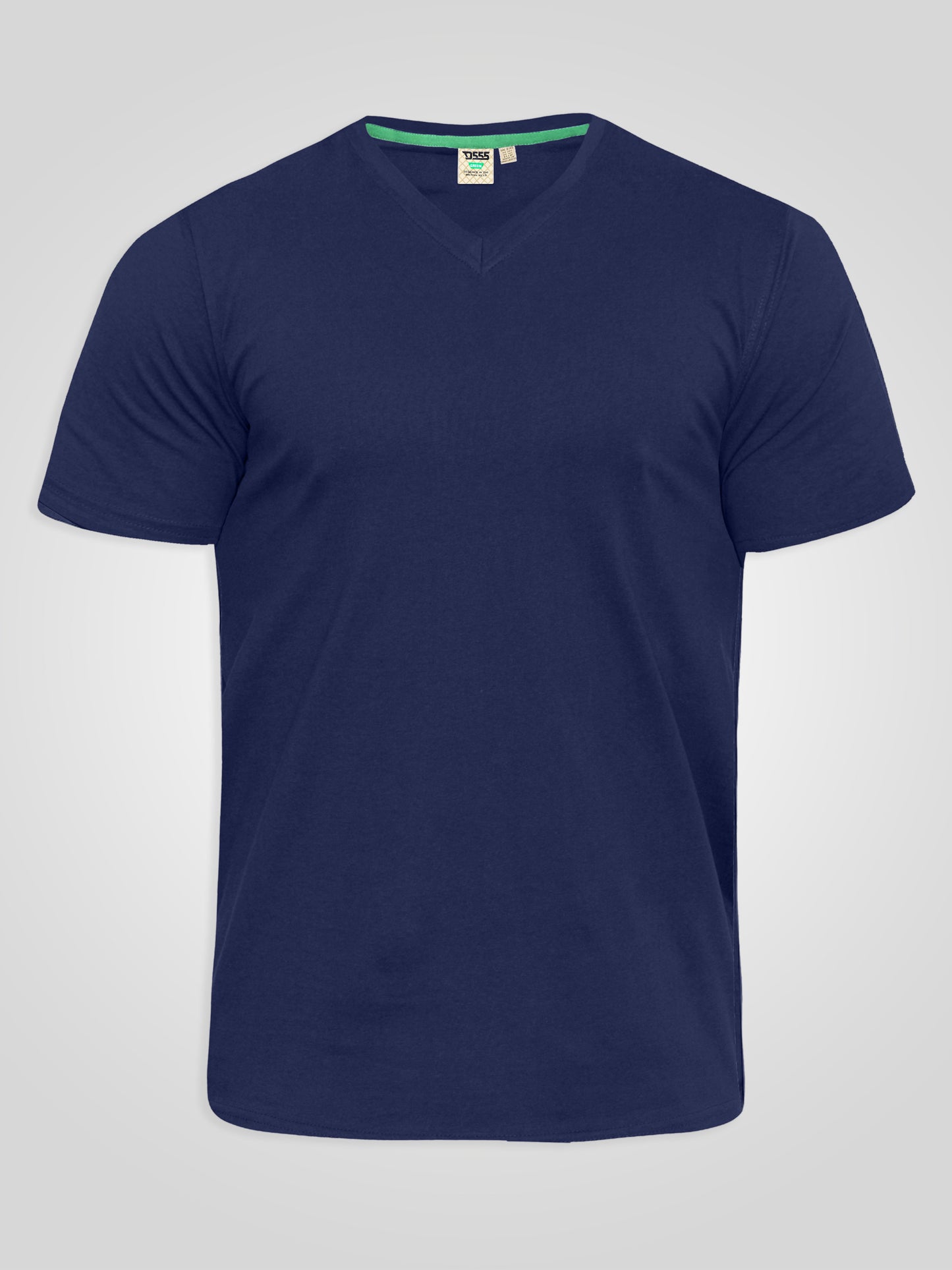 SIGNATURE -D555 Navy Blue Premium Weight Combed Cotton V Neck T-Shirt