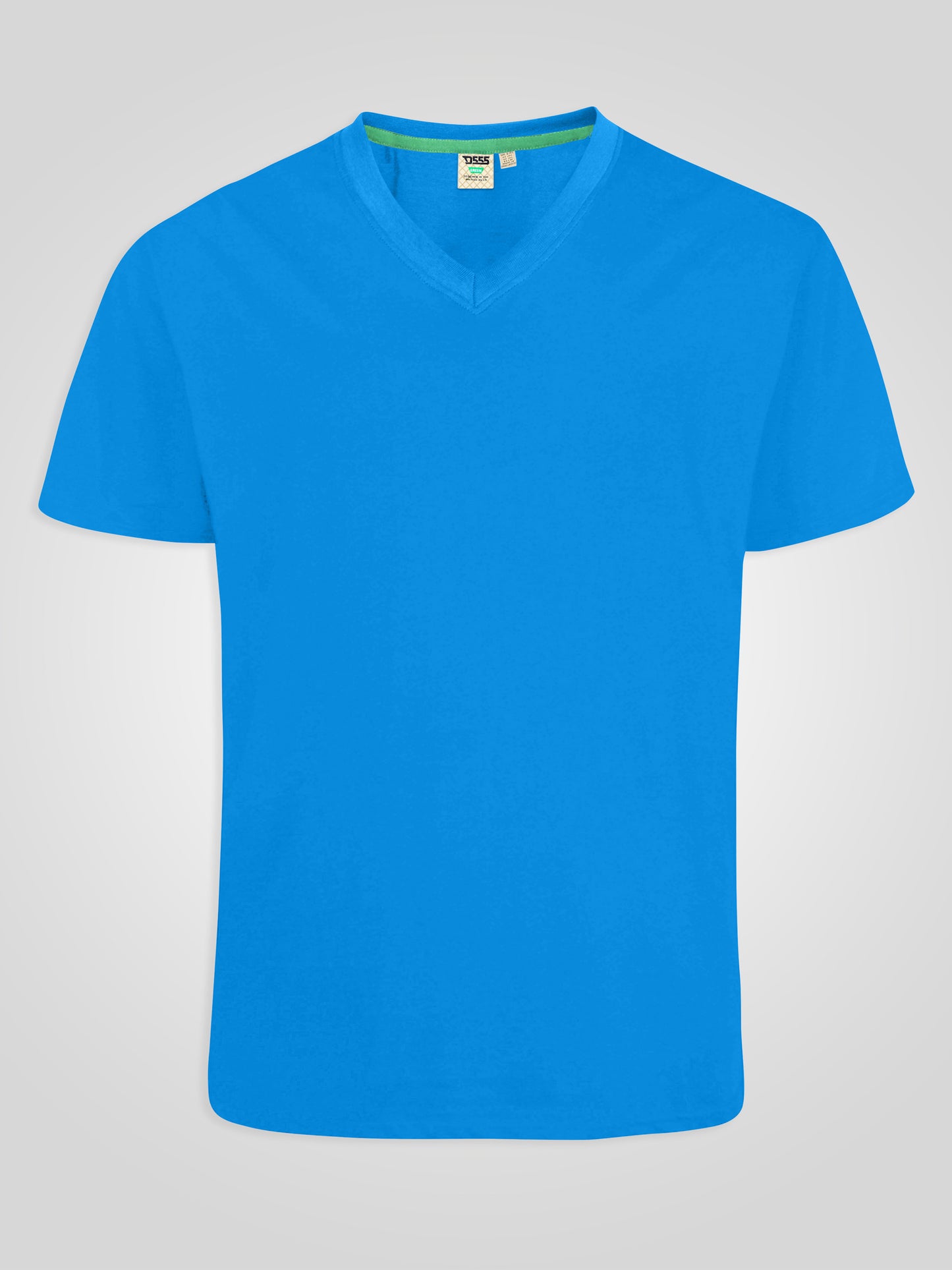 SIGNATURE -D555 Blue Premium Weight Combed Cotton V Neck T-Shirt