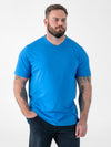 SIGNATURE -D555 Blue Premium Weight Combed Cotton V Neck T-Shirt