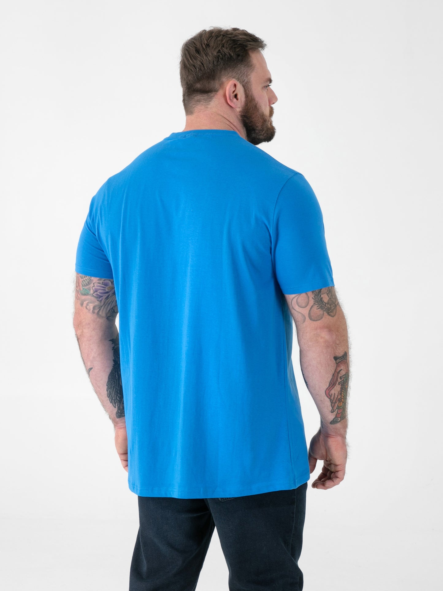 SIGNATURE -D555 Blue Premium Weight Combed Cotton V Neck T-Shirt