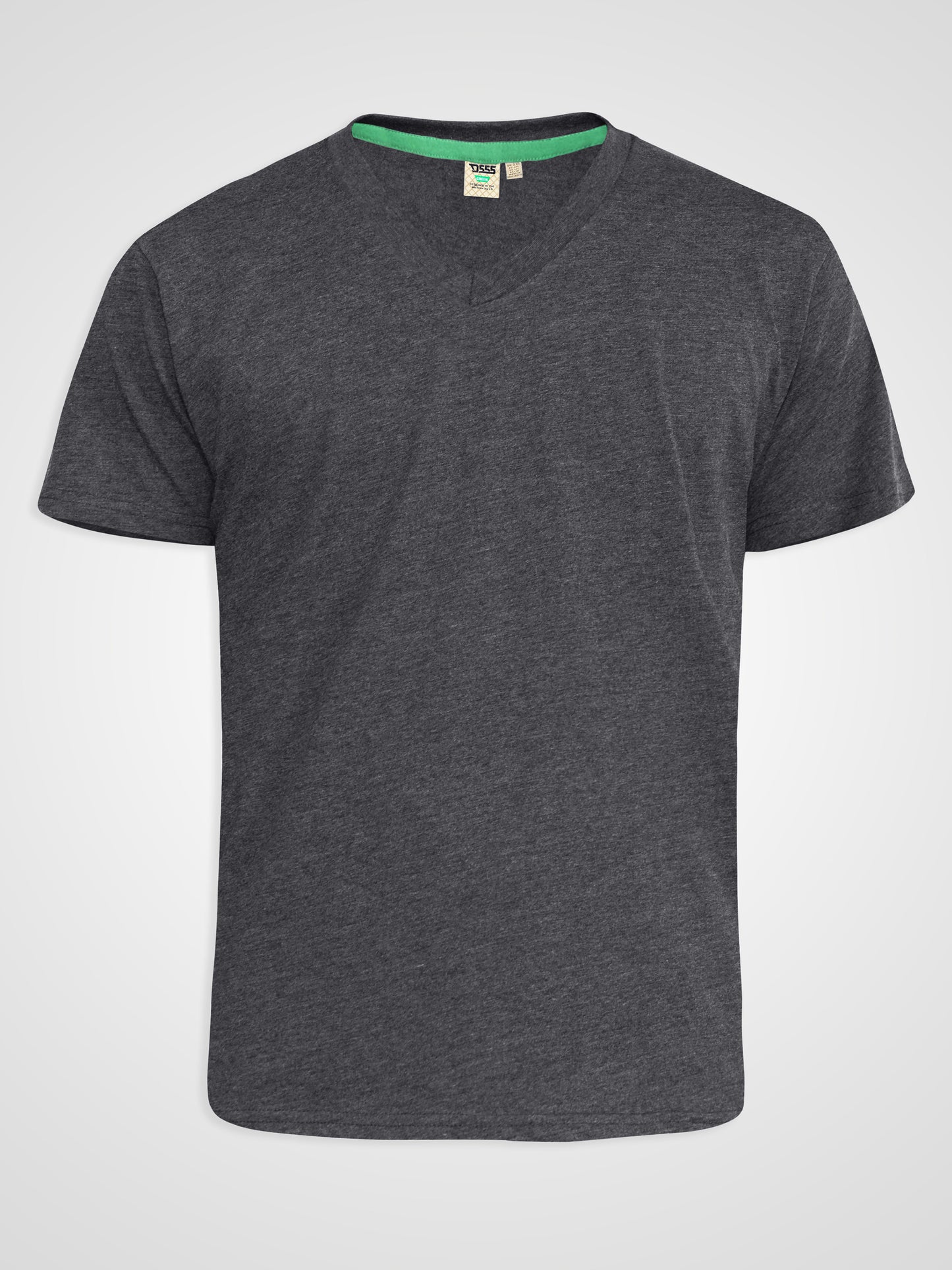 SIGNATURE -D555 Charcoal Premium Weight Combed Cotton V Neck T-Shirt