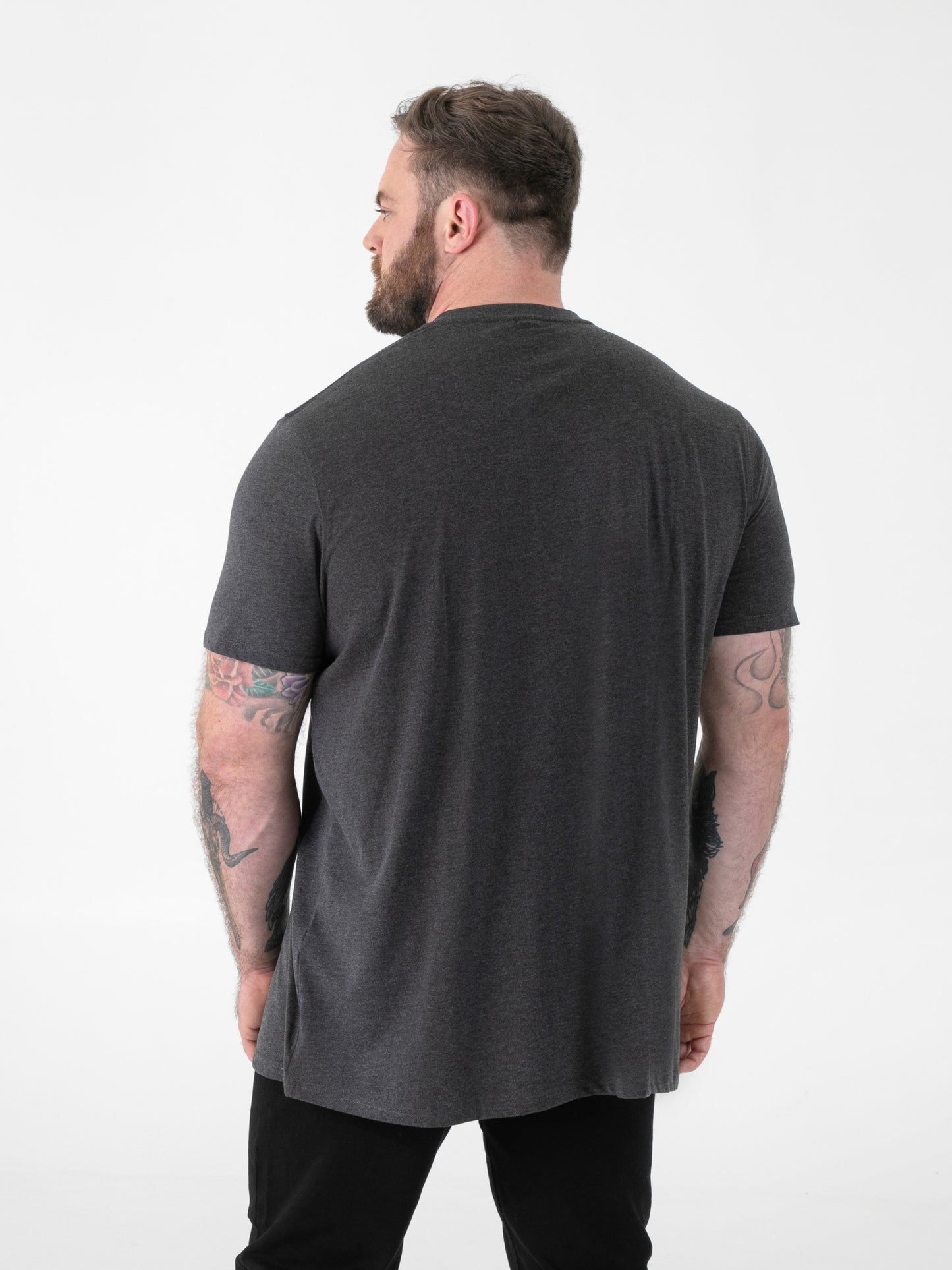 SIGNATURE -D555 Charcoal Premium Weight Combed Cotton V Neck T-Shirt