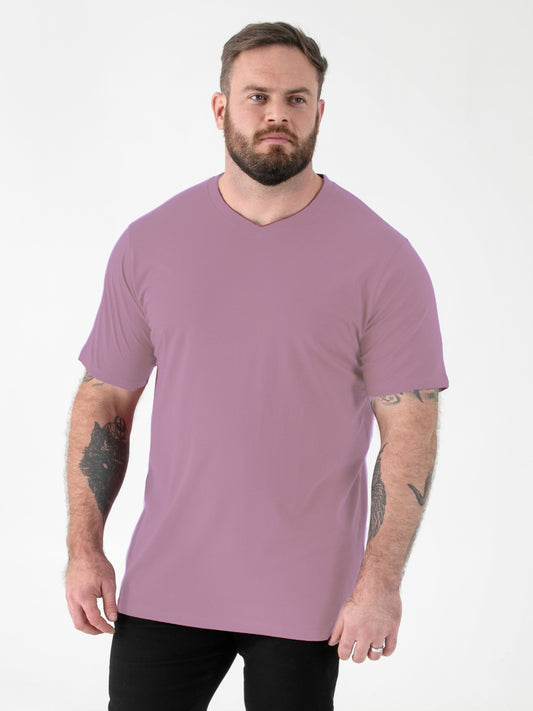 SIGNATURE -D555 Grape Purple Premium Weight Combed Cotton V Neck T-Shirt