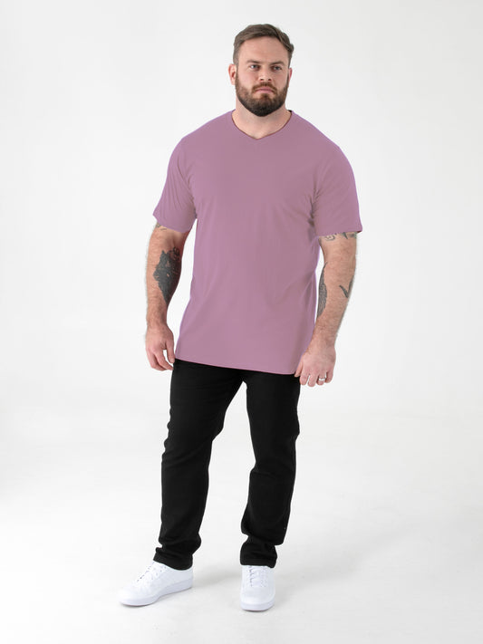 SIGNATURE -D555 Grape Purple Premium Weight Combed Cotton V Neck T-Shirt