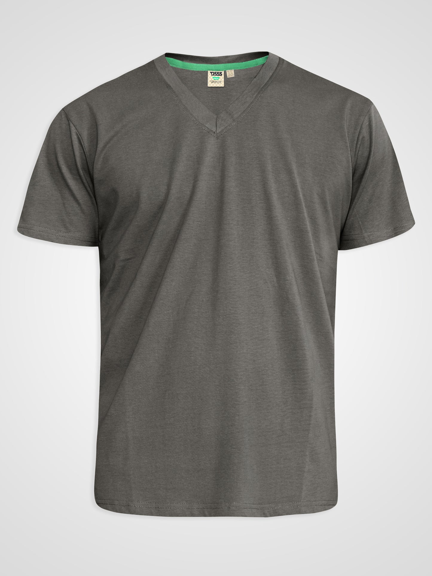 SIGNATURE -D555 Khaki Green Premium Weight Combed Cotton V Neck T-Shirt