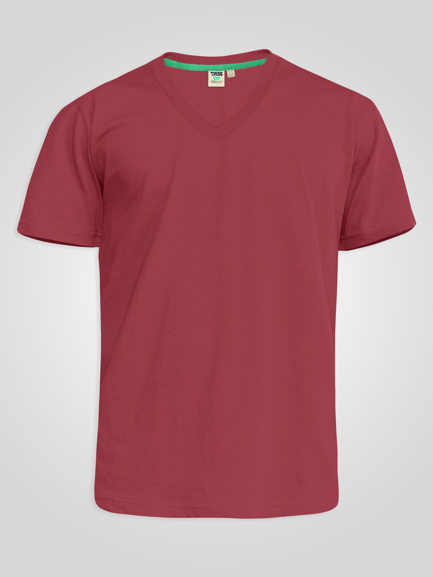 SIGNATURE -D555 Red Premium Weight Combed Cotton V Neck T-Shirt