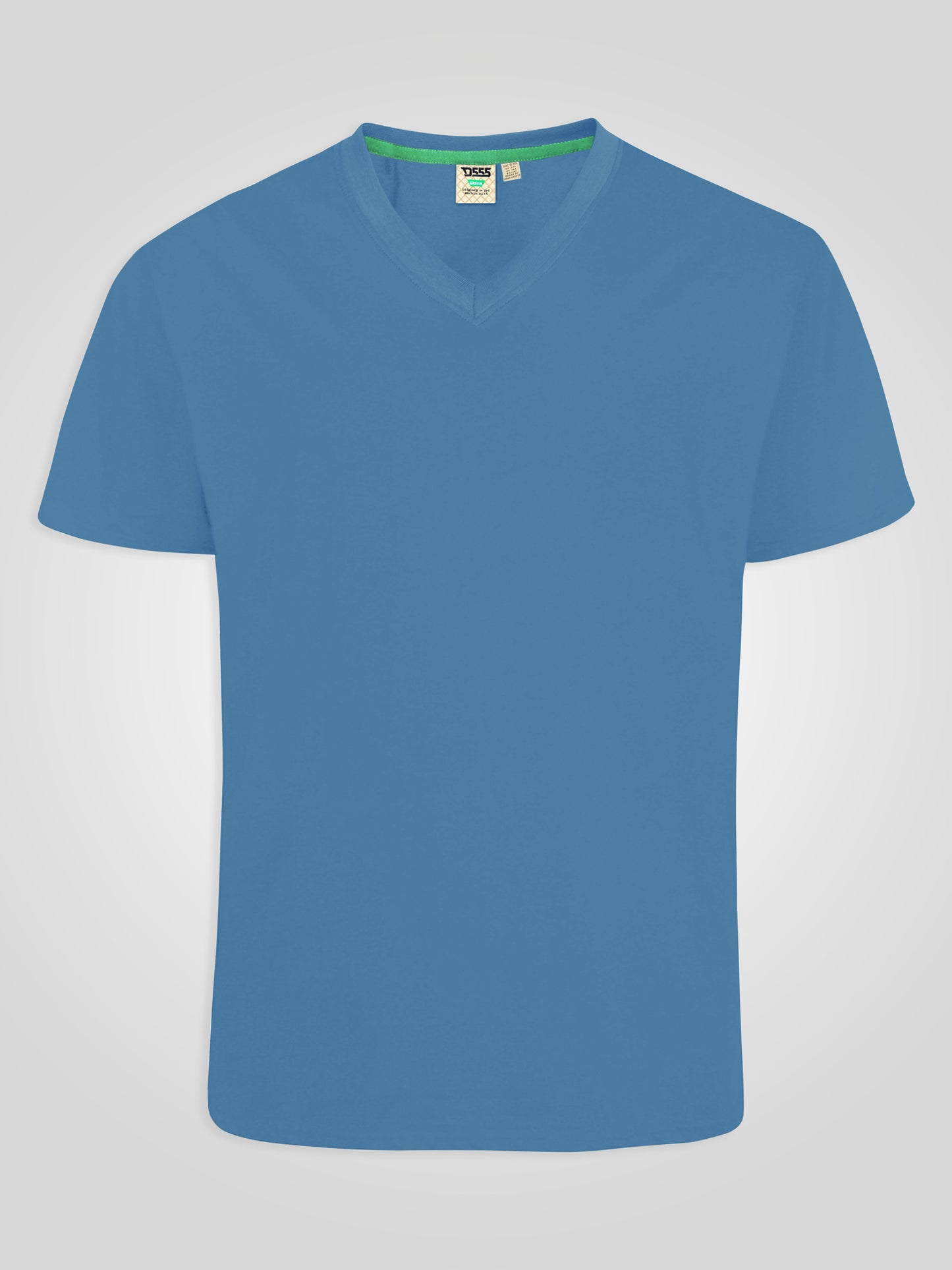 SIGNATURE -D555 Teal Blue Premium Weight Combed Cotton V Neck T-Shirt