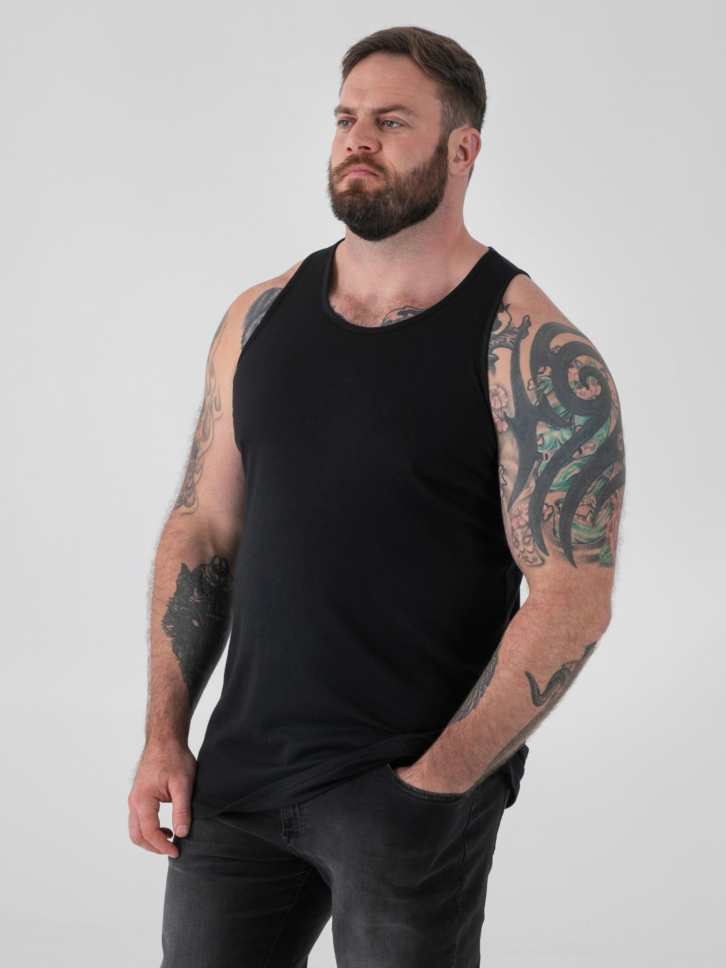 FABIO -D555 Black Classic Muscle Vest