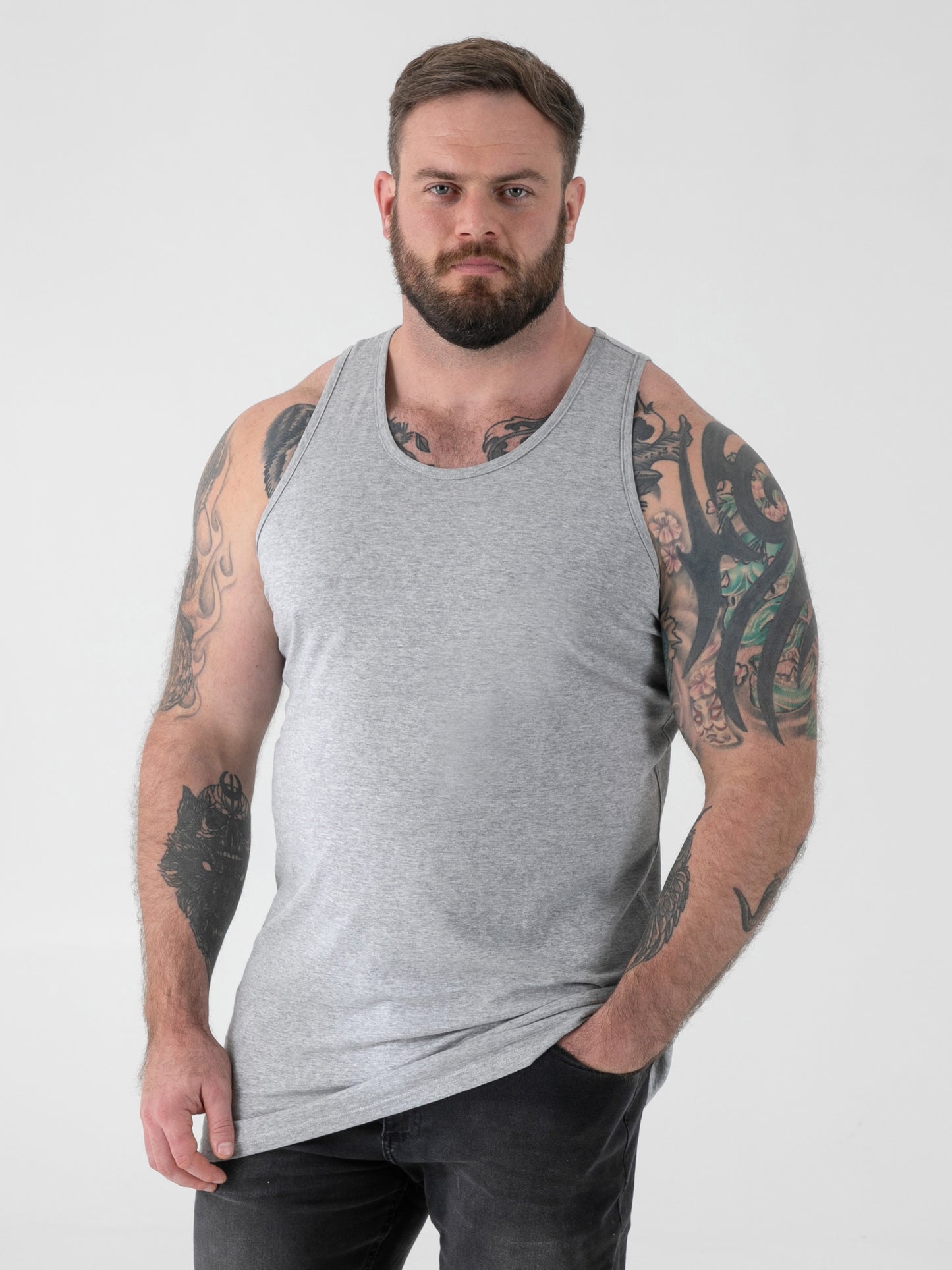 FABIO -D555 Grey Classic Muscle Vest