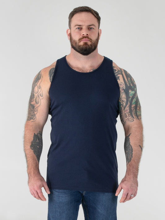 FABIO -D555 Navy Blue Classic Muscle Vest