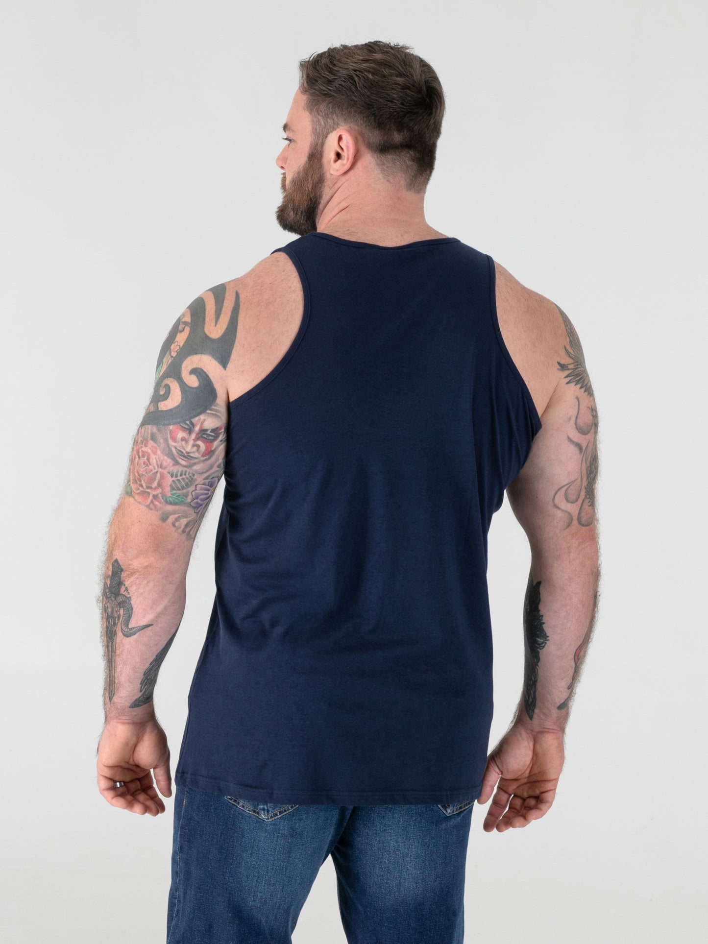 FABIO -D555 Navy Blue Classic Muscle Vest