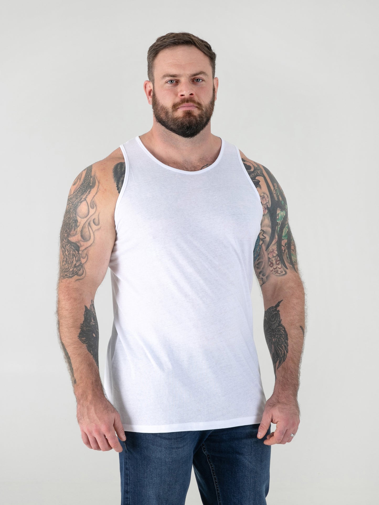 FABIO -D555 White Classic Muscle Vest