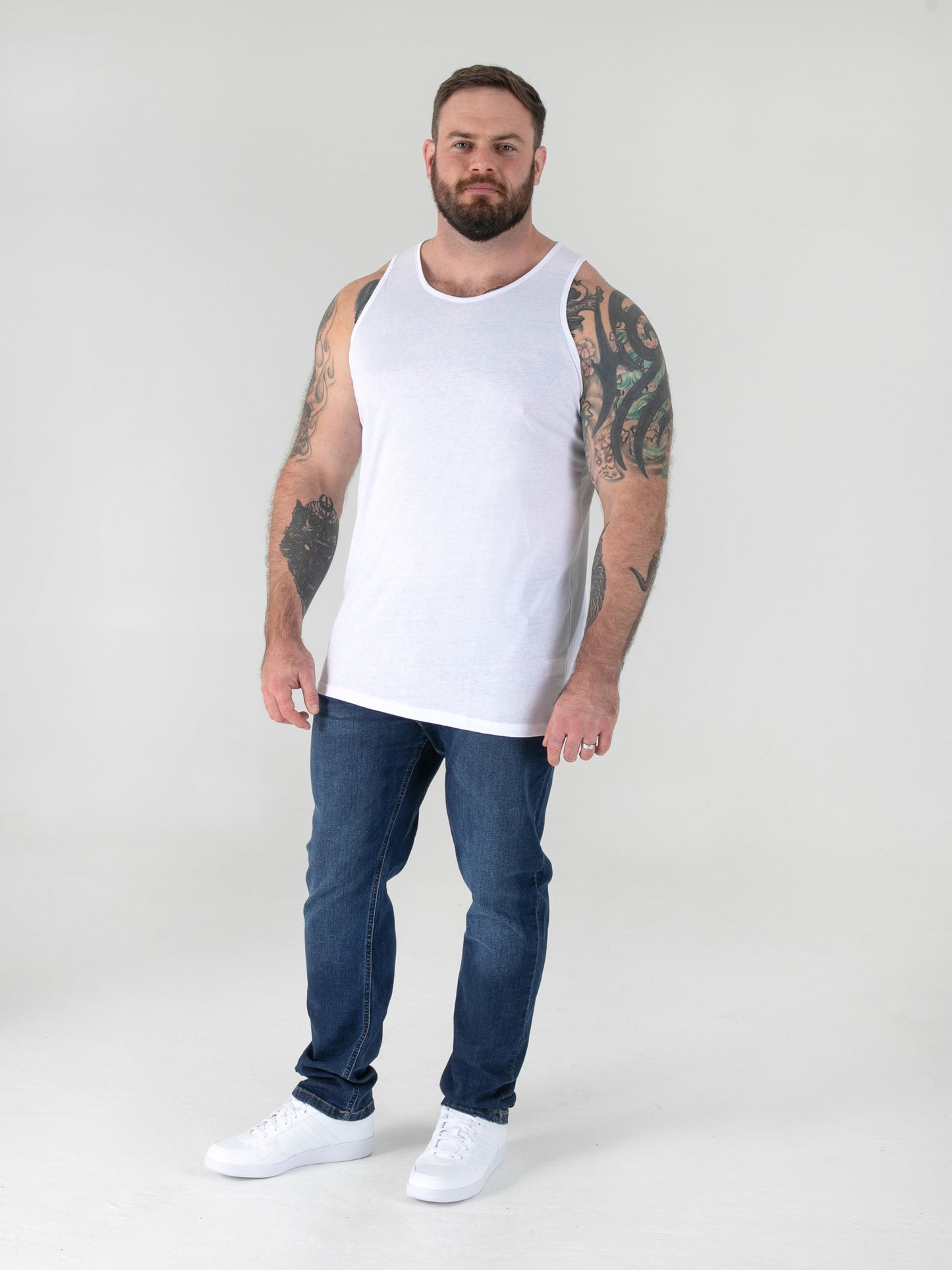FABIO -D555 White Classic Muscle Vest