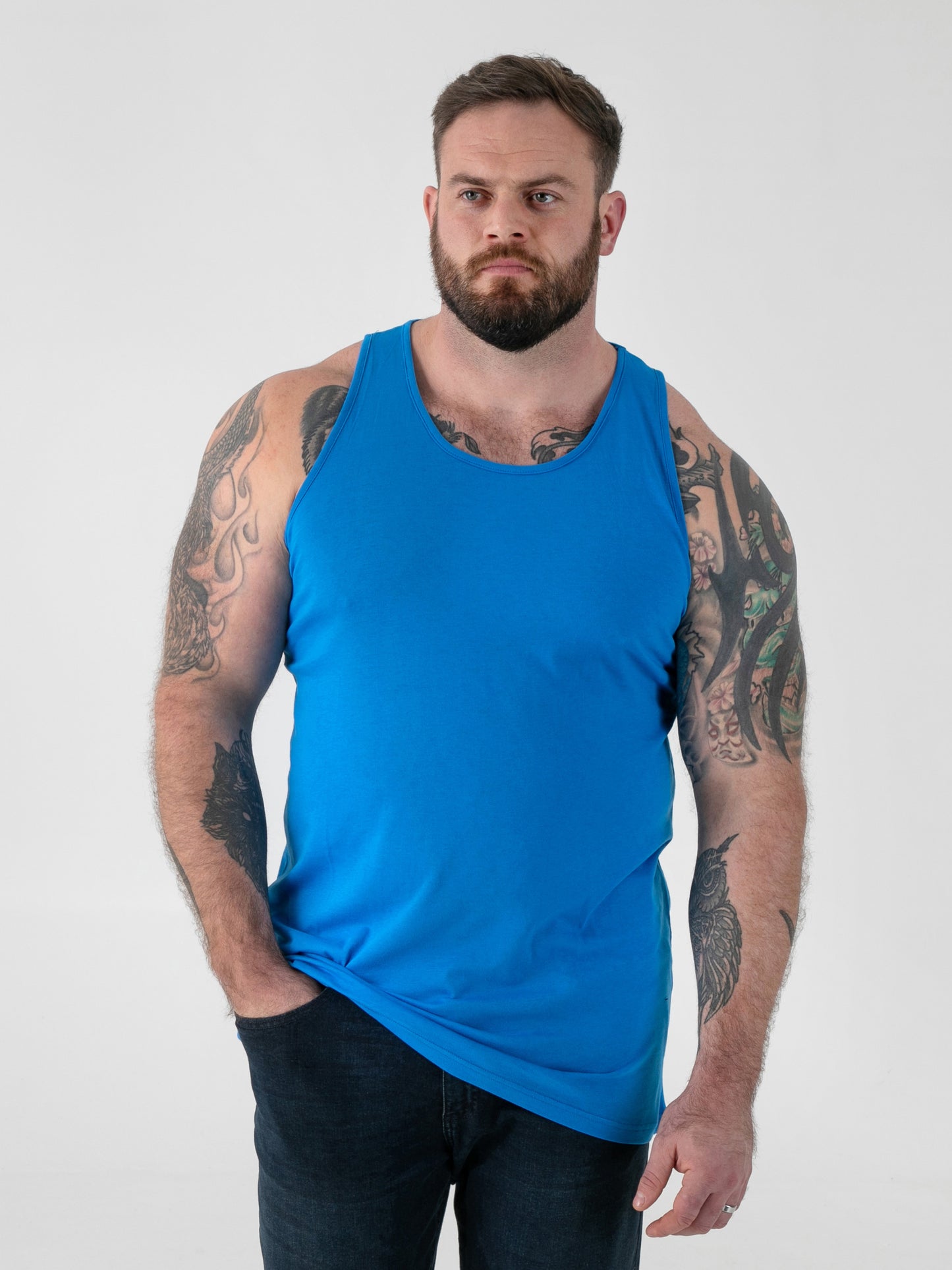 FABIO -D555 Blue Classic Muscle Vest
