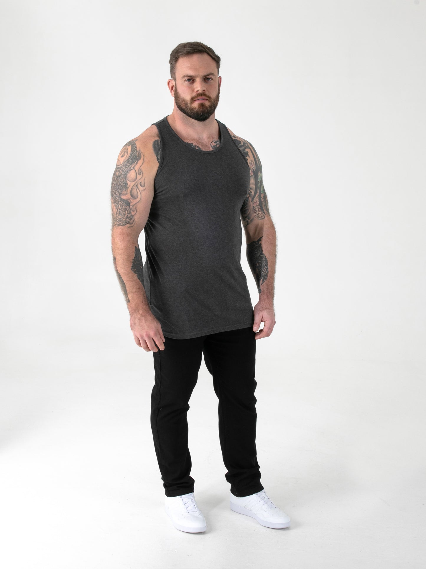 FABIO -D555 Charcoal Classic Muscle Vest