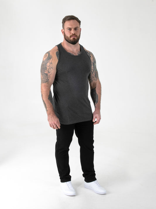 FABIO -D555 Charcoal Classic Muscle Vest