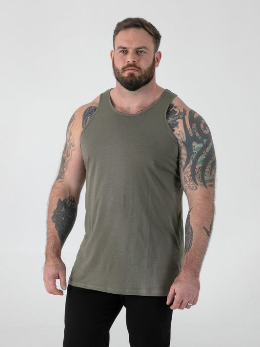 FABIO -D555 Khaki Green Classic Muscle Vest