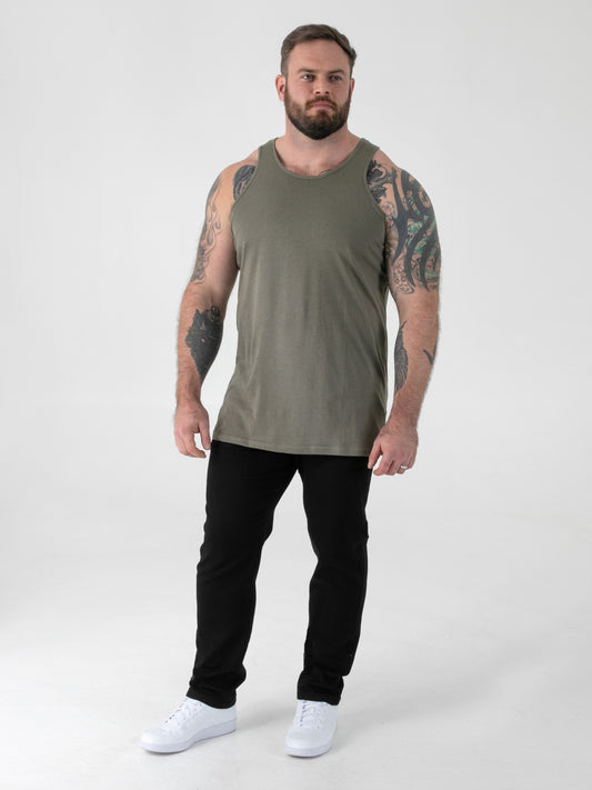 FABIO -D555 Khaki Green Classic Muscle Vest