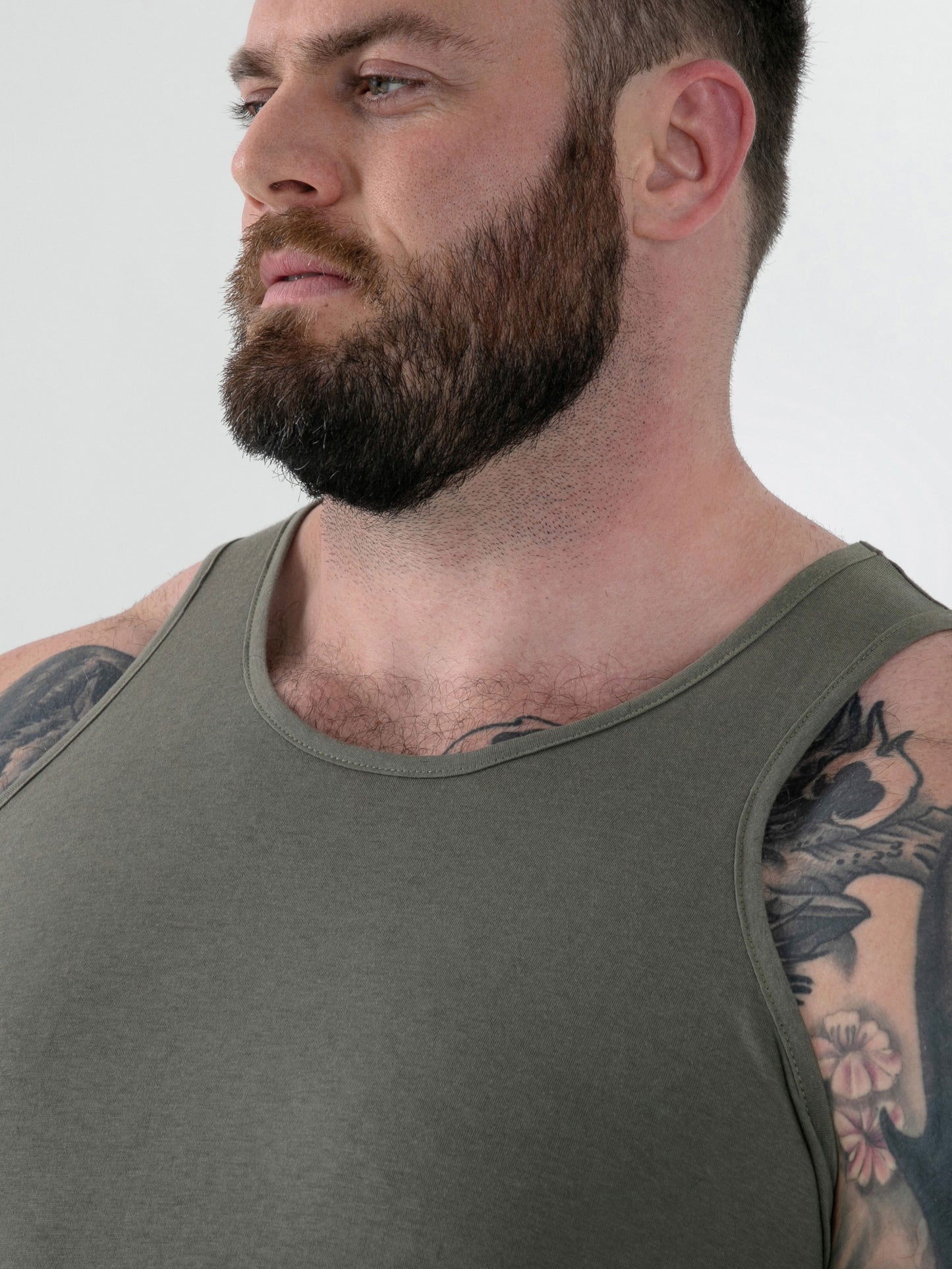 FABIO -D555 Khaki Green Classic Muscle Vest