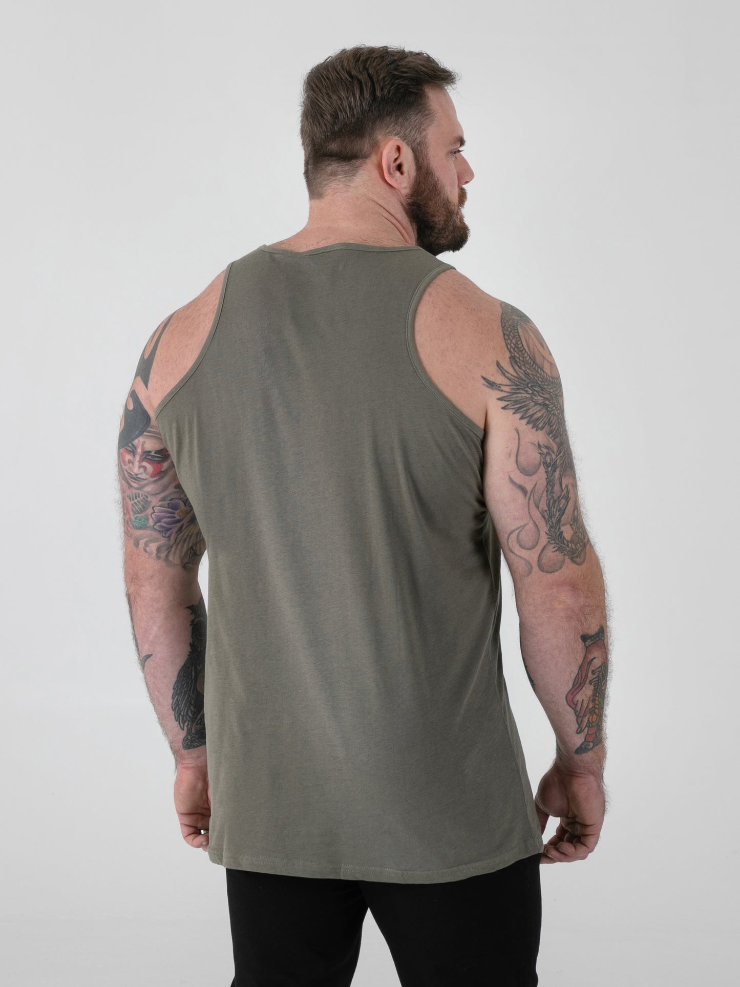 FABIO -D555 Khaki Green Classic Muscle Vest