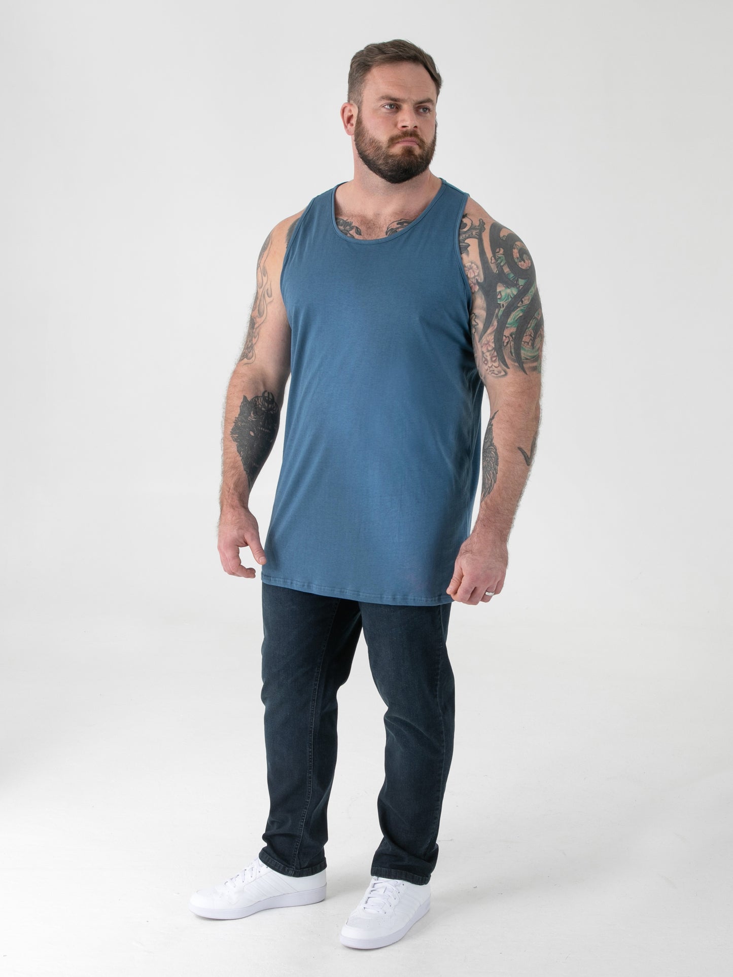FABIO -D555 Teal Blue Classic Muscle Vest