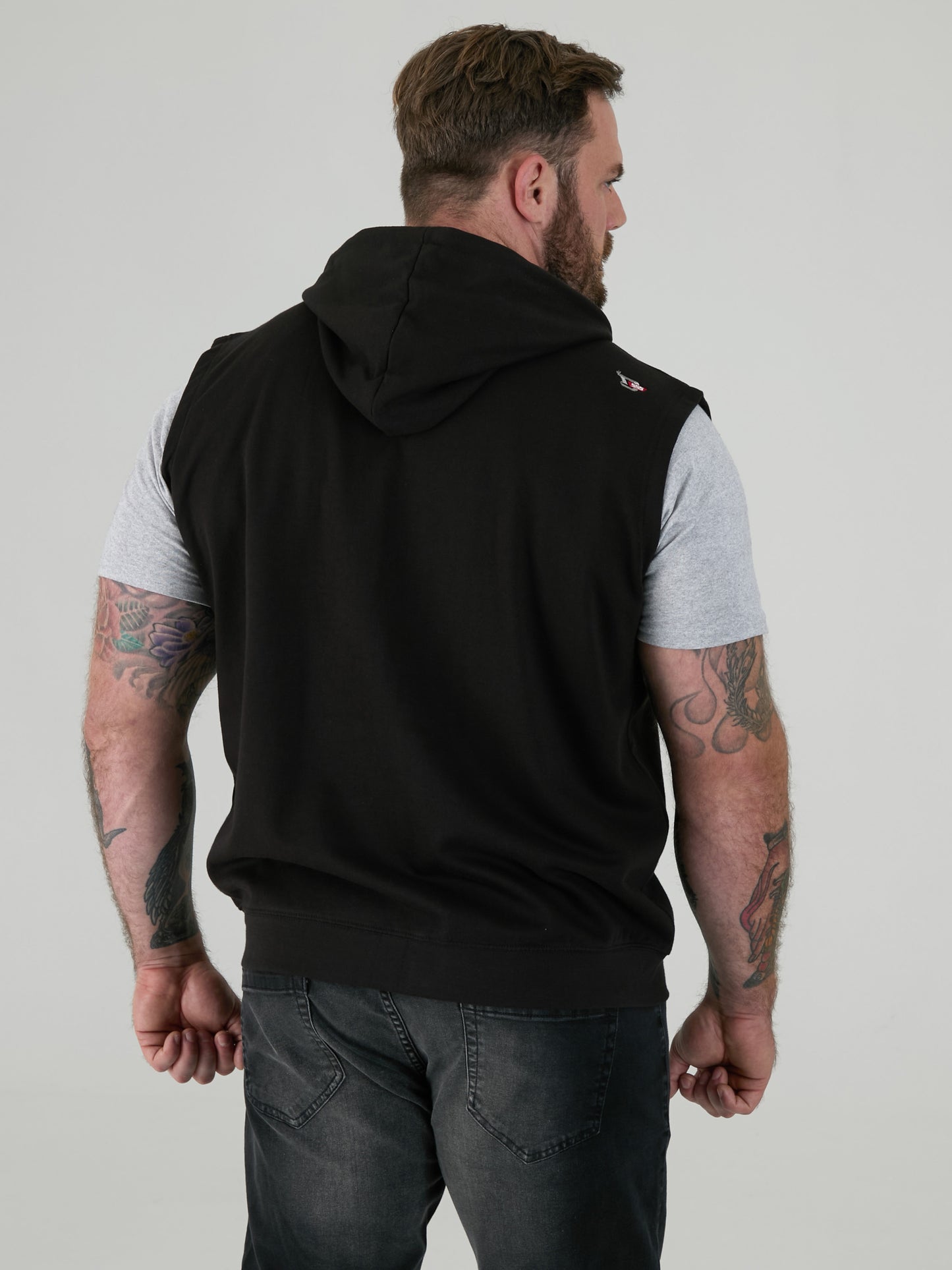 BLAKE-D555 Black Sleeveless Fleece Hoody