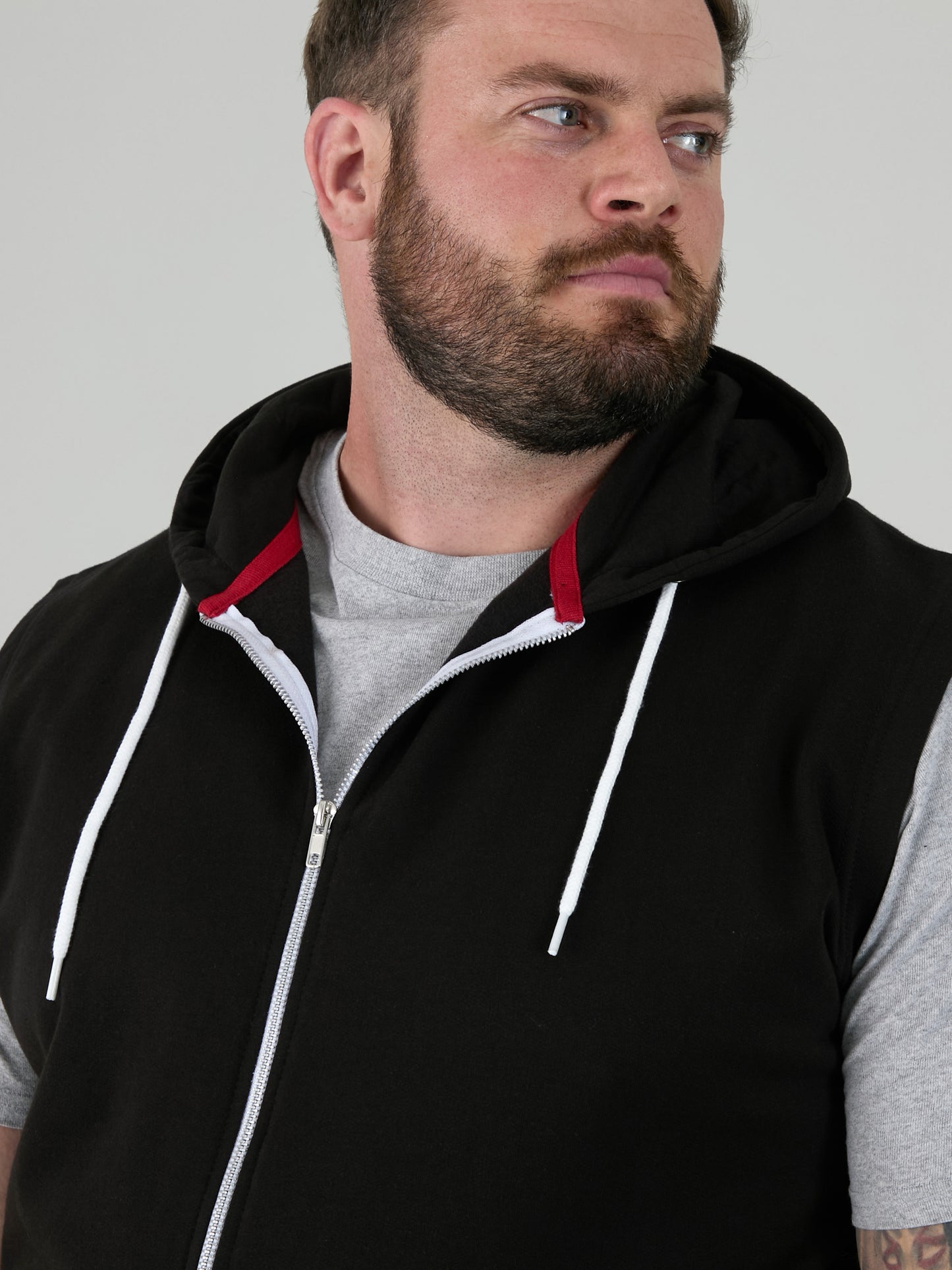 BLAKE-D555 Black Sleeveless Fleece Hoody